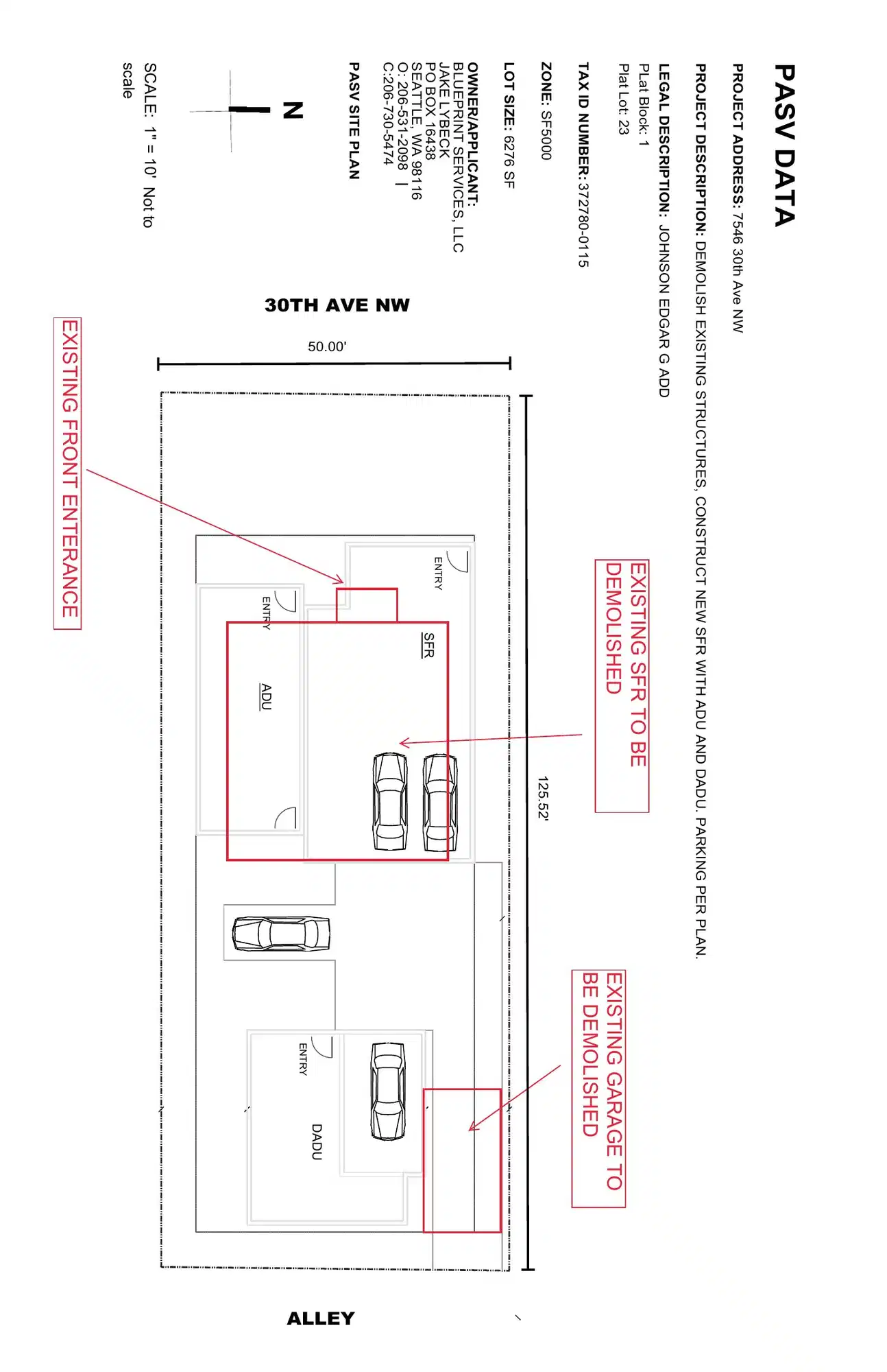 Site plan for 7544 30th Ave NW