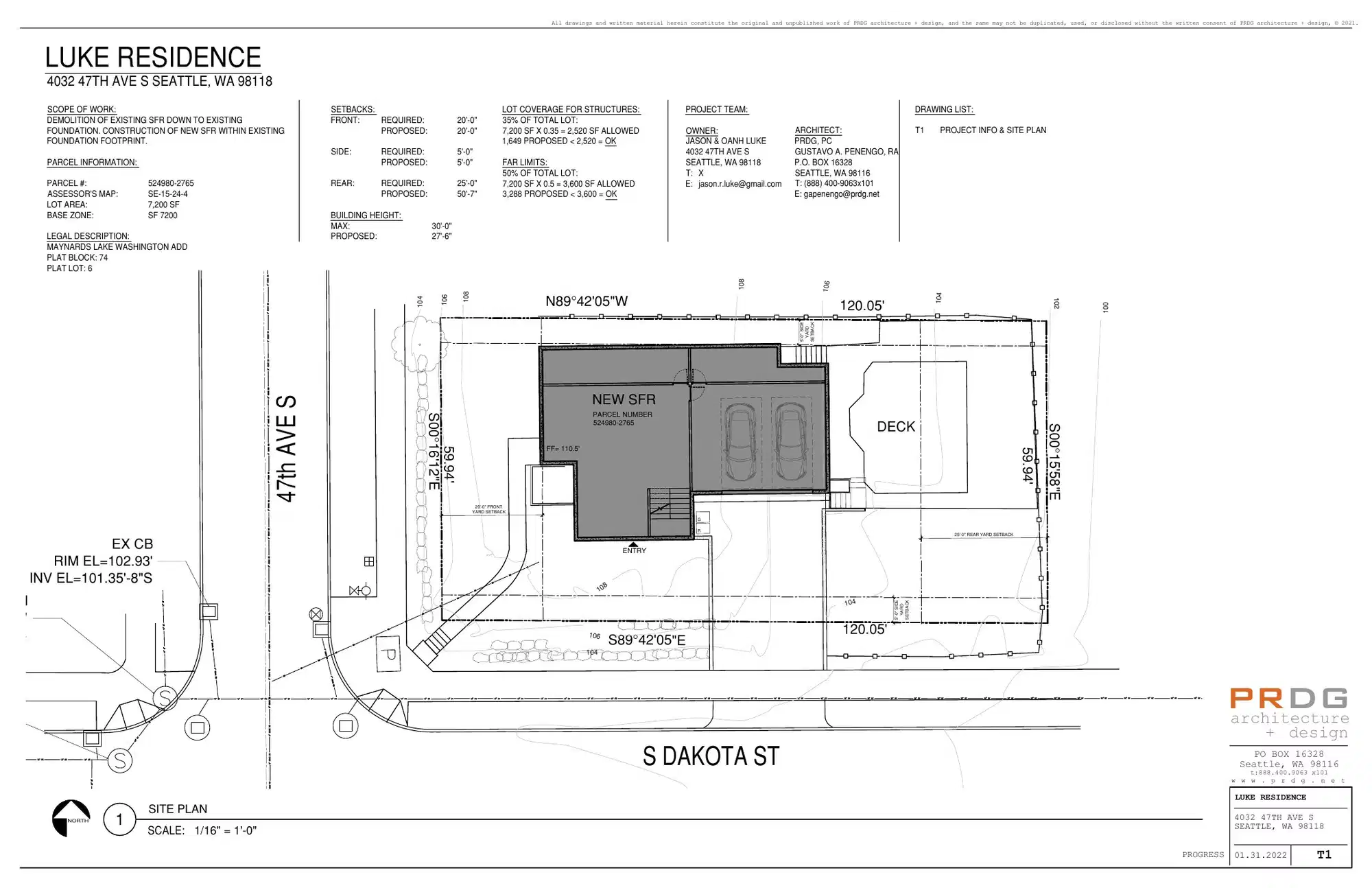 Site plan for 4702 S Dakota St