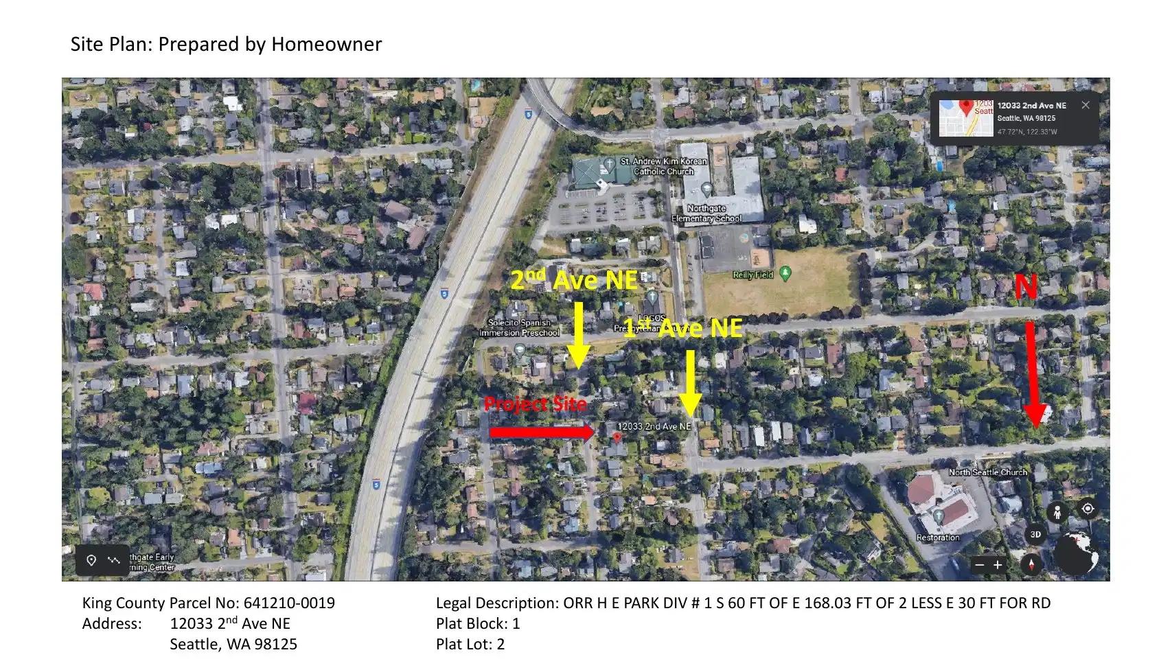 Site plan for 12033 2nd Ave NE