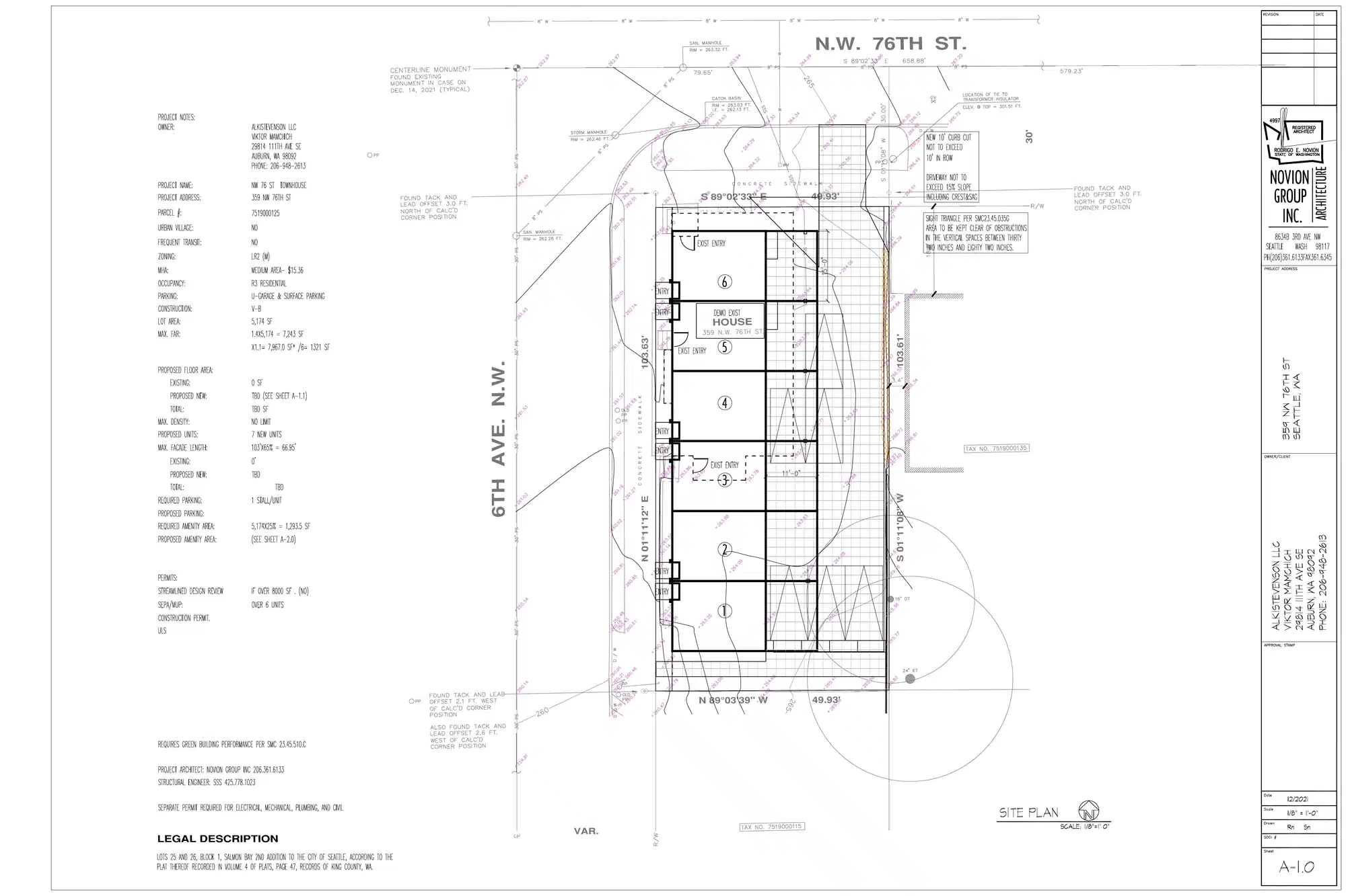 Site plan for 359 NW 76th St