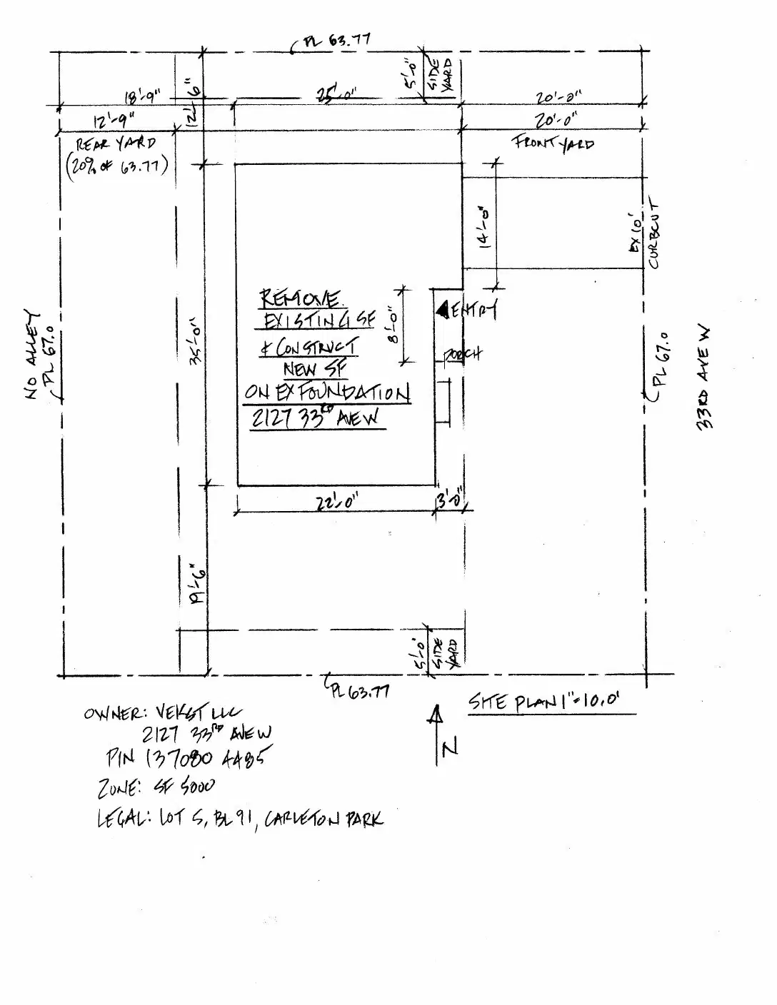 Site plan for 2127 33rd Ave W
