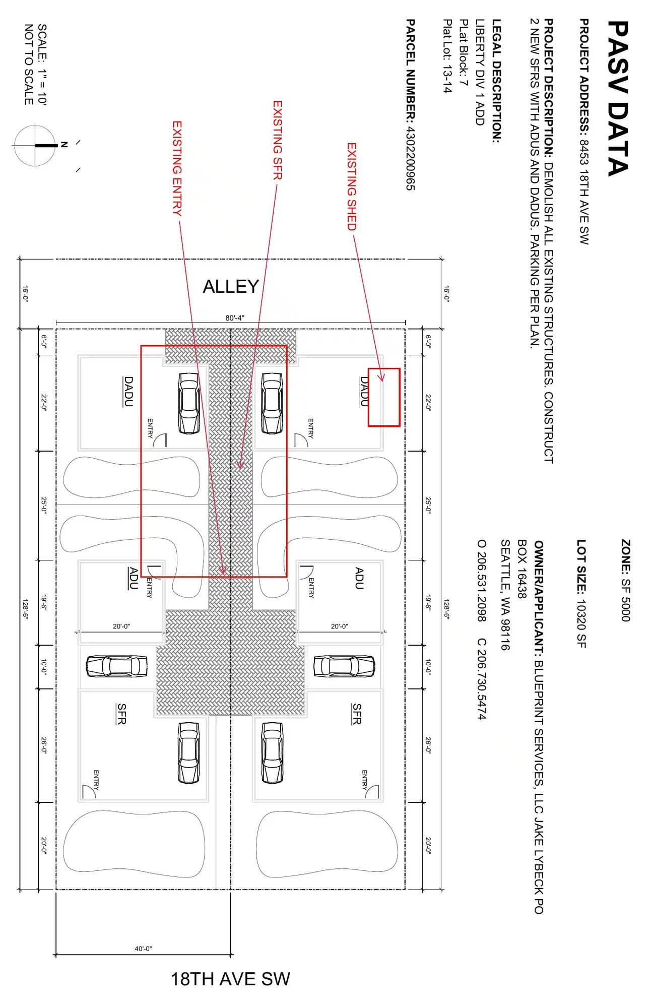 Site plan for 8453 18th Ave SW
