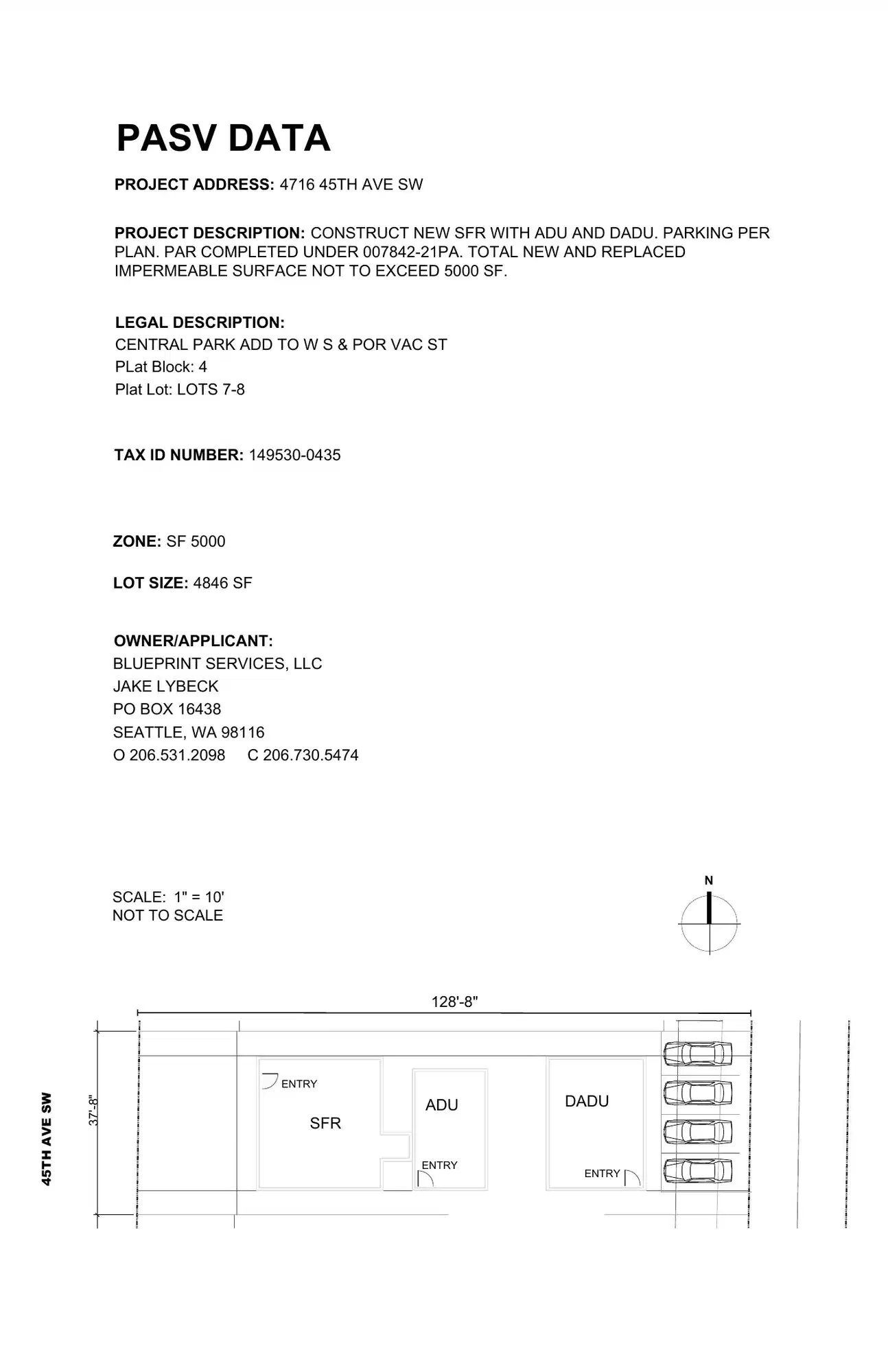 Site plan for 4716 45th Ave SW