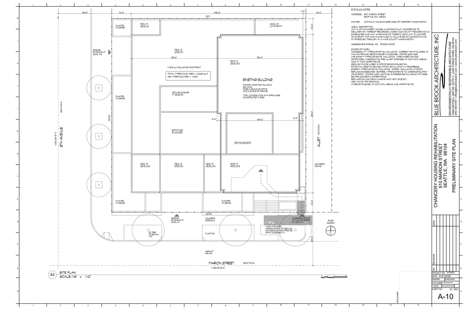 Site plan for 910 Marion St