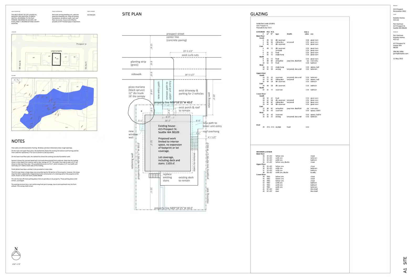 Site plan for 415 Prospect St