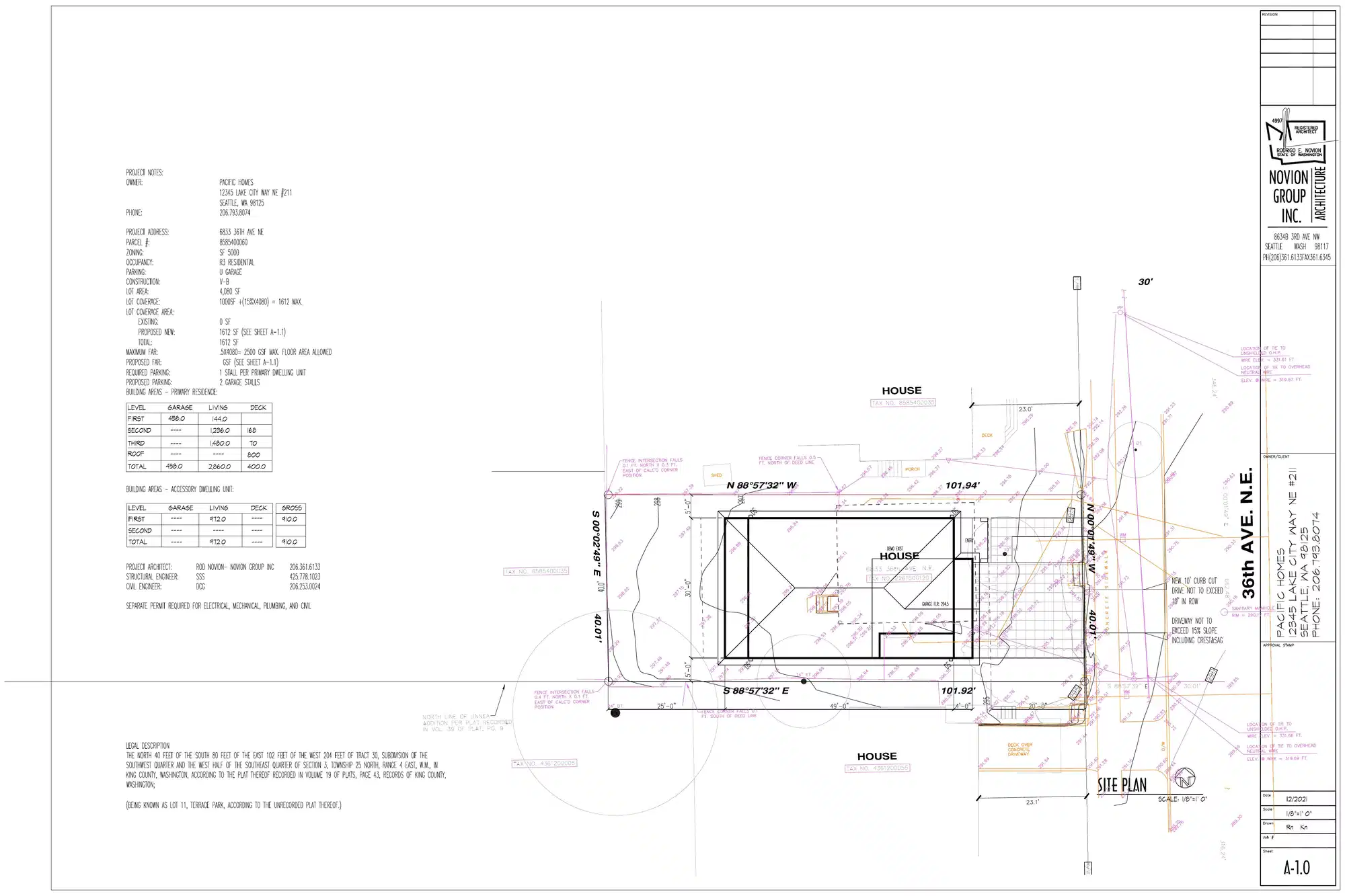 Site plan for 6833 36th Ave NE