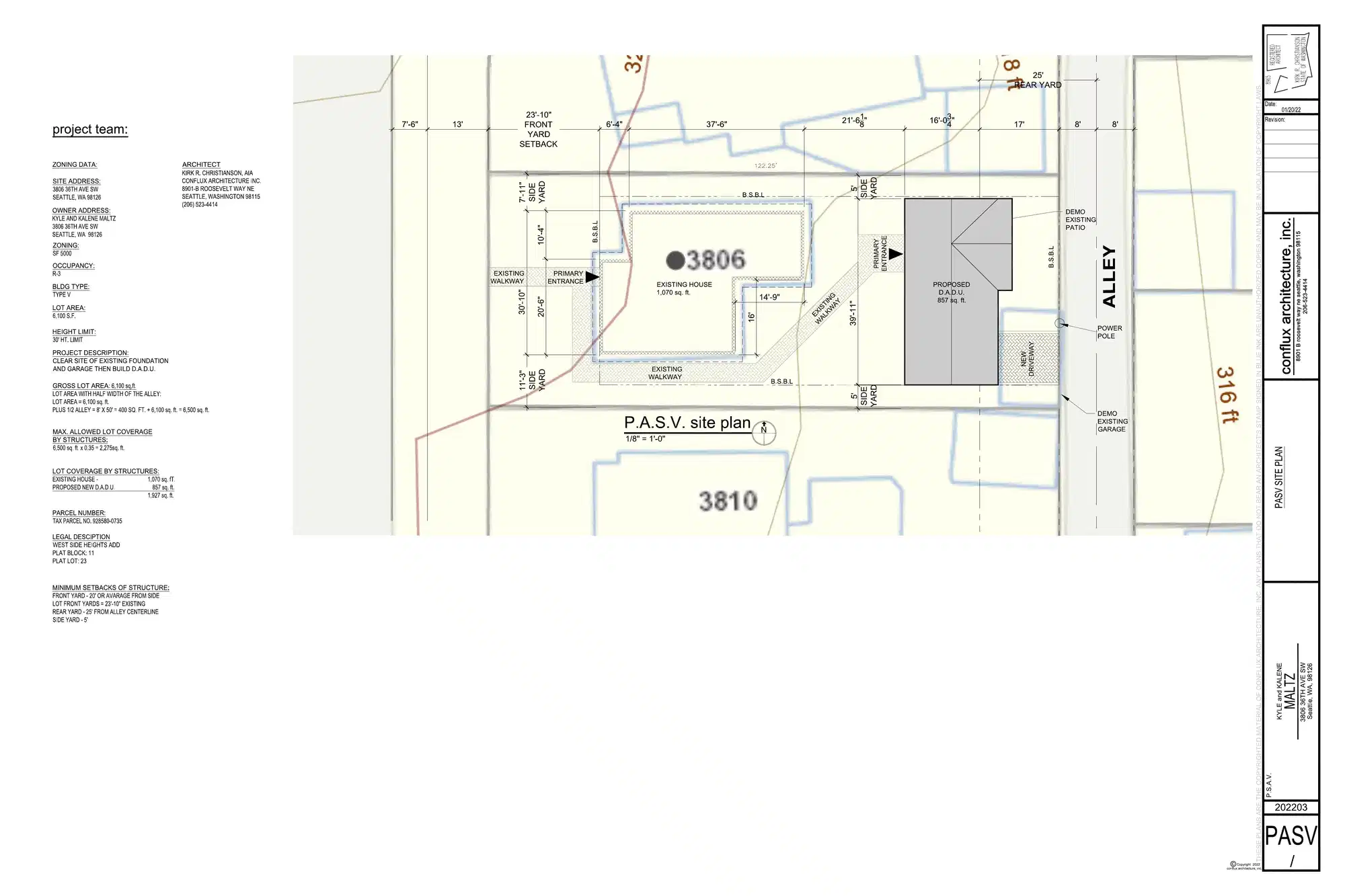 Site plan for 3808 36th Ave SW