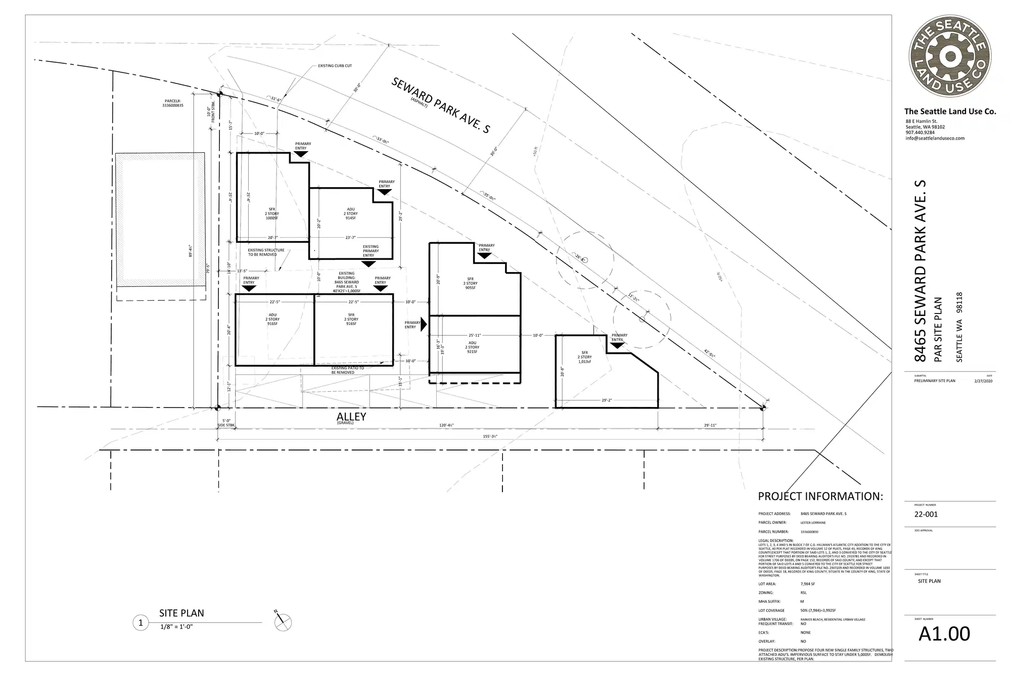 Site plan for 8465 Seward Park Ave S
