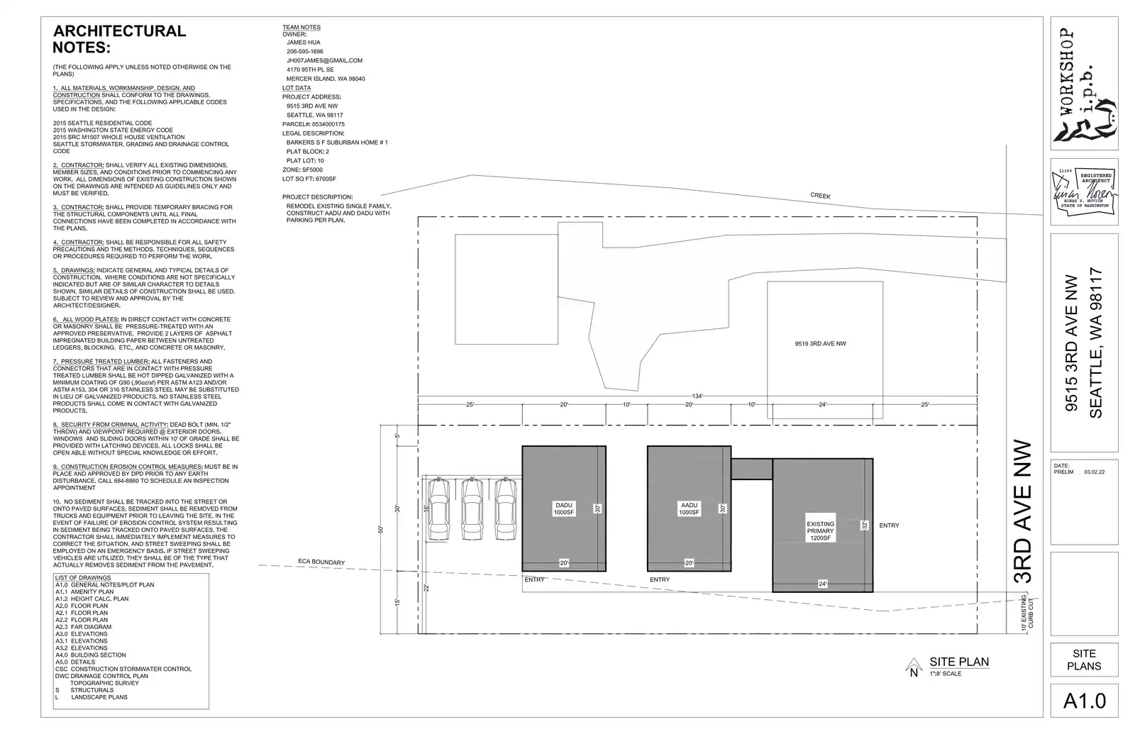 Site plan for 9515 3rd Ave NW