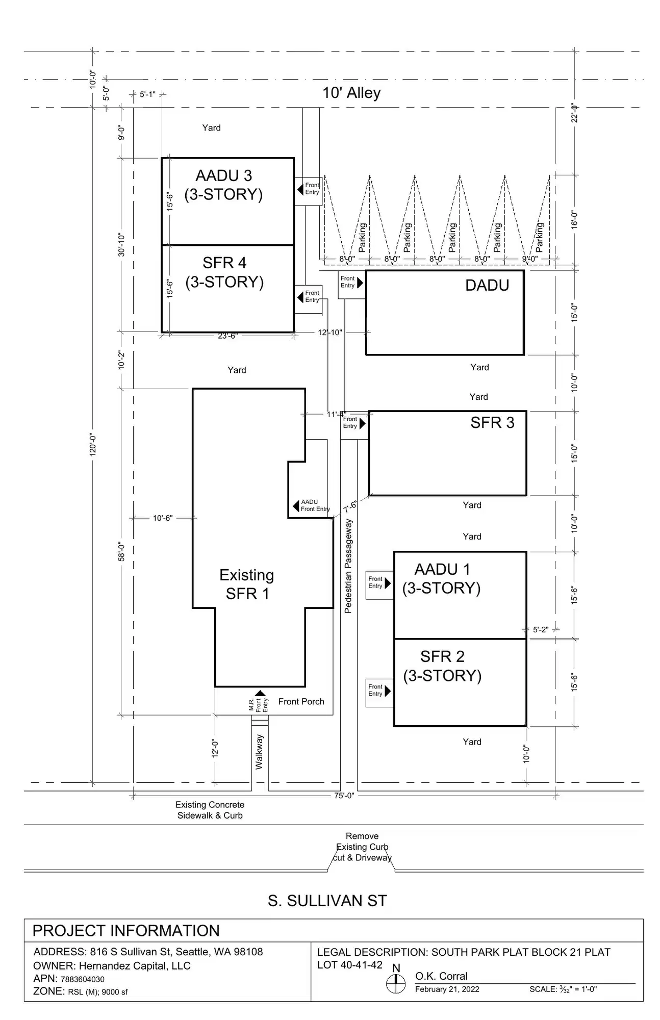 Site plan for 822 S Sullivan St