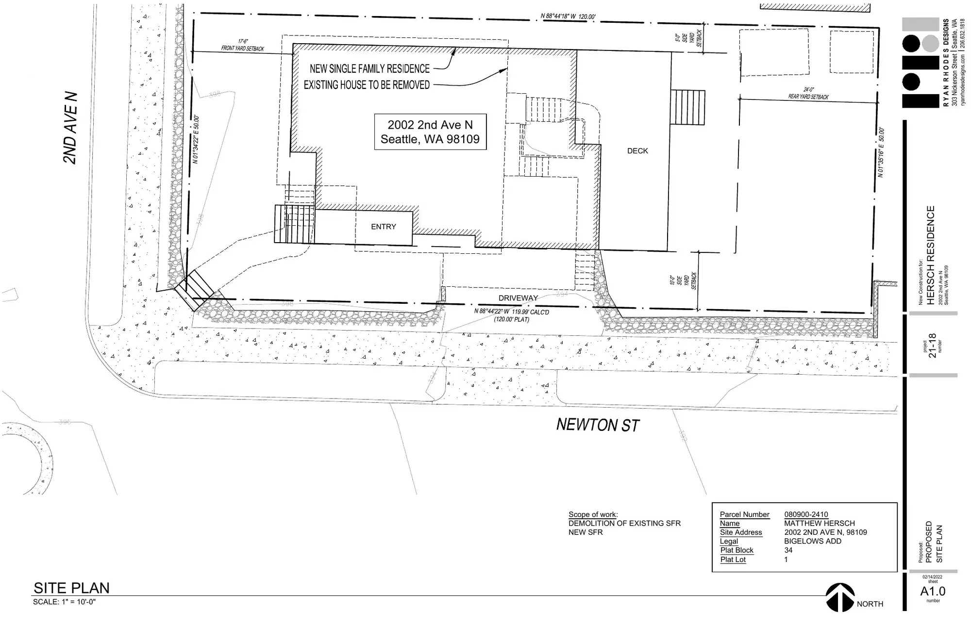 Site plan for 2002 2nd Ave N