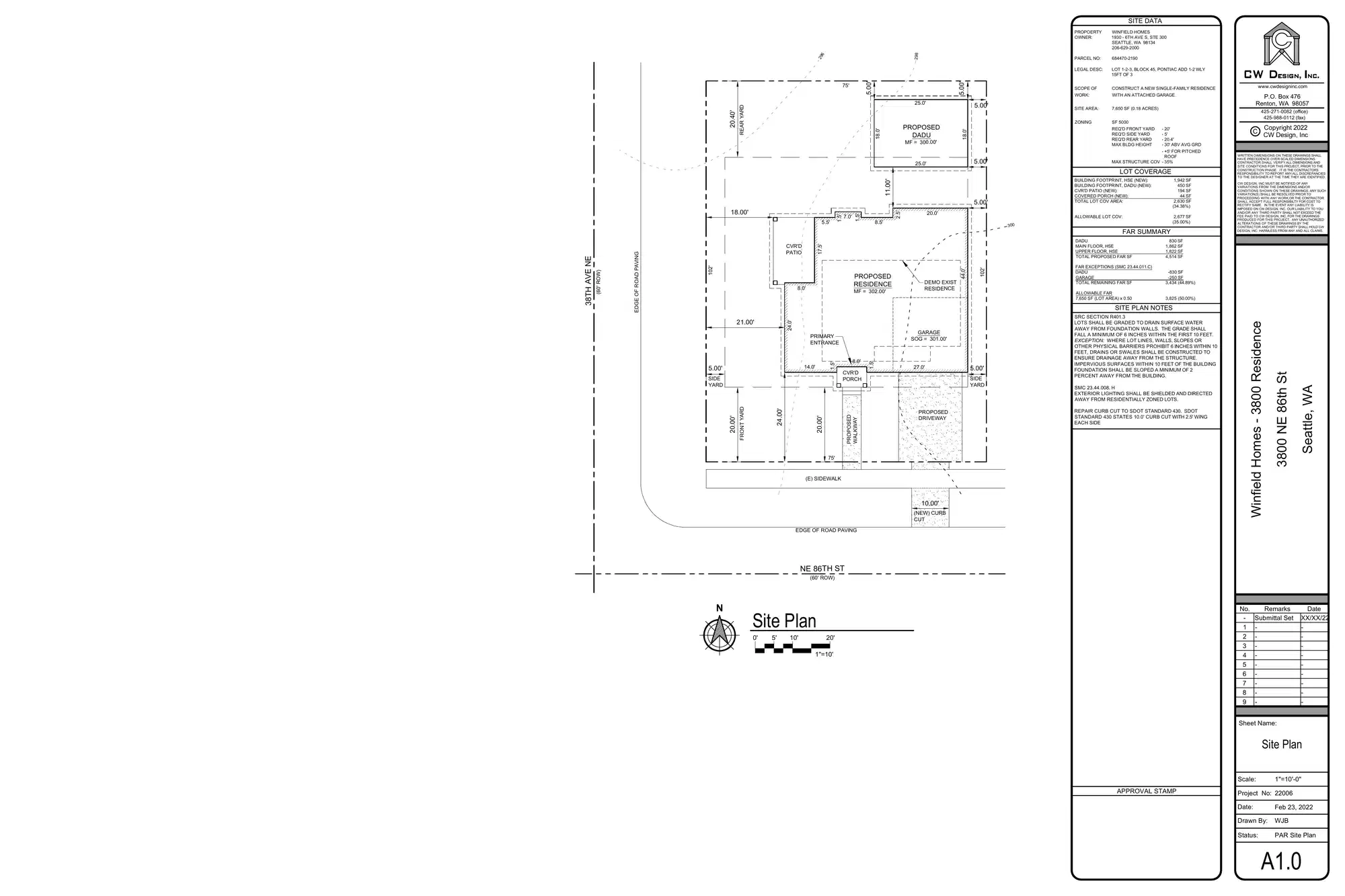 Site plan for 3800 NE 86th St