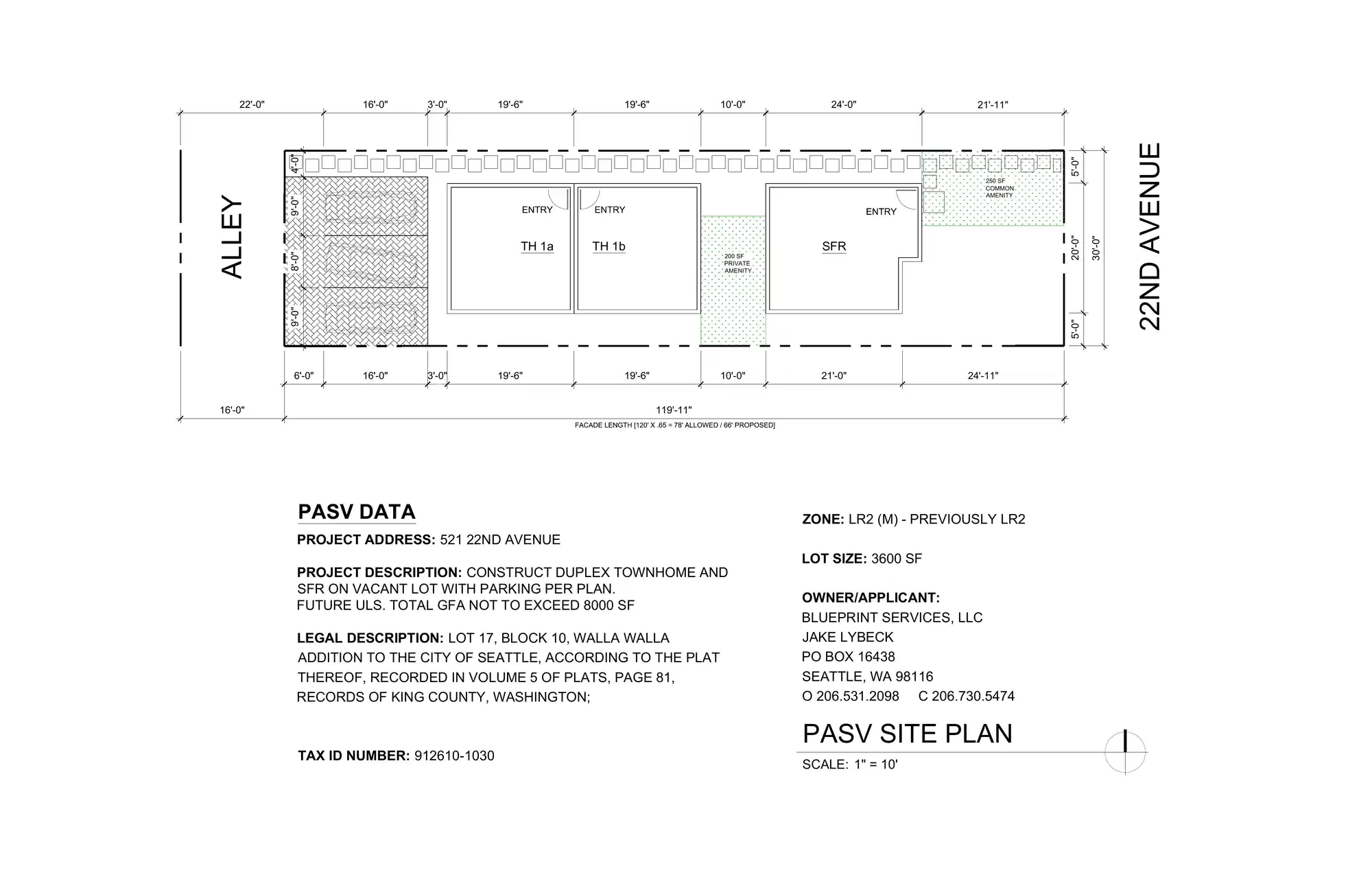 Site plan for 521 22nd Ave