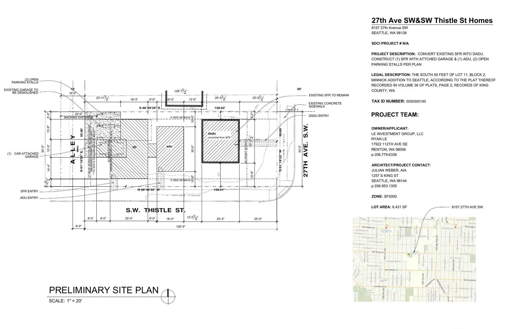 Site plan for 2720 SW Thistle St