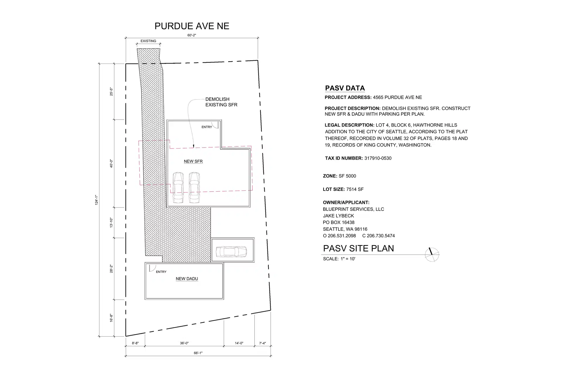 Site plan for 4565 Purdue Ave NE