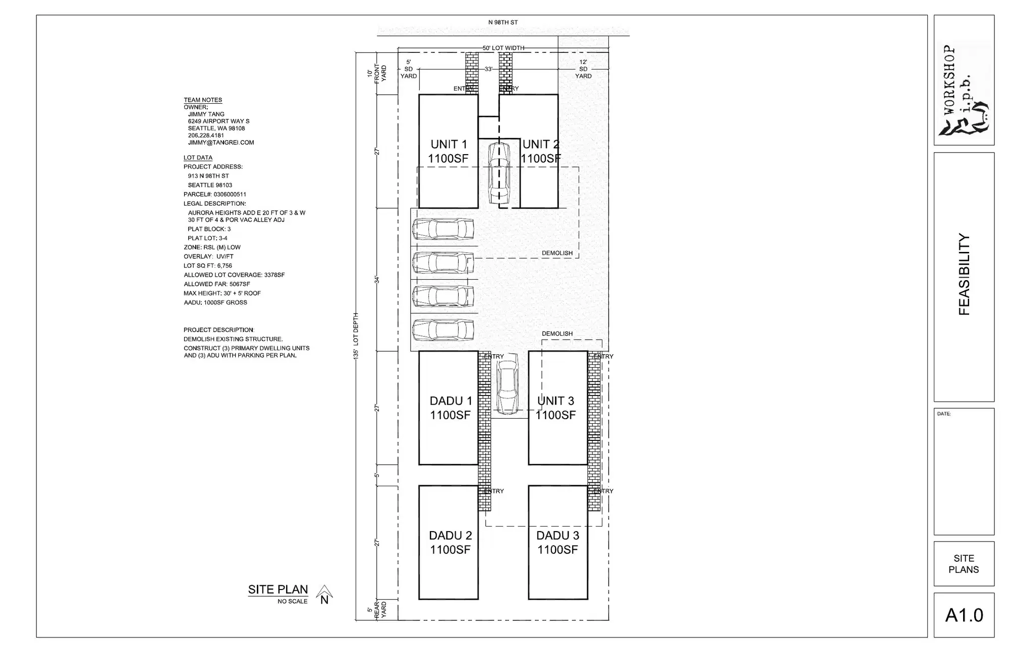 Site plan for 915 A N 98th St
