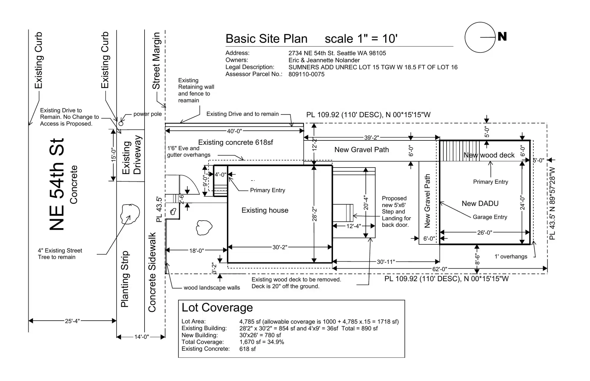Site plan for 2734 B NE 54th St