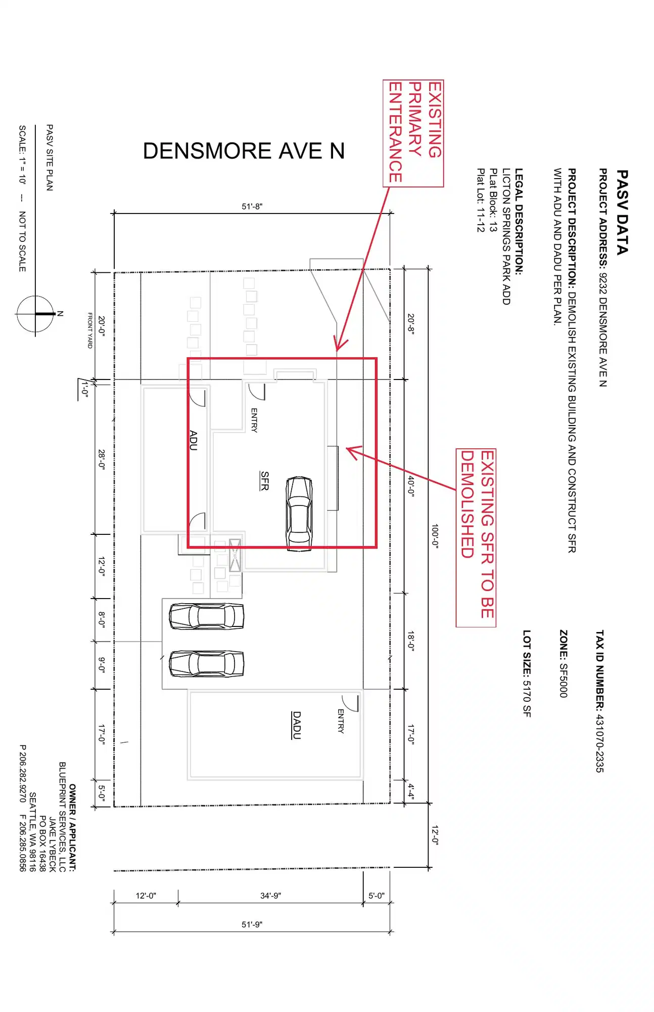 Site plan for 9232 Densmore Ave N