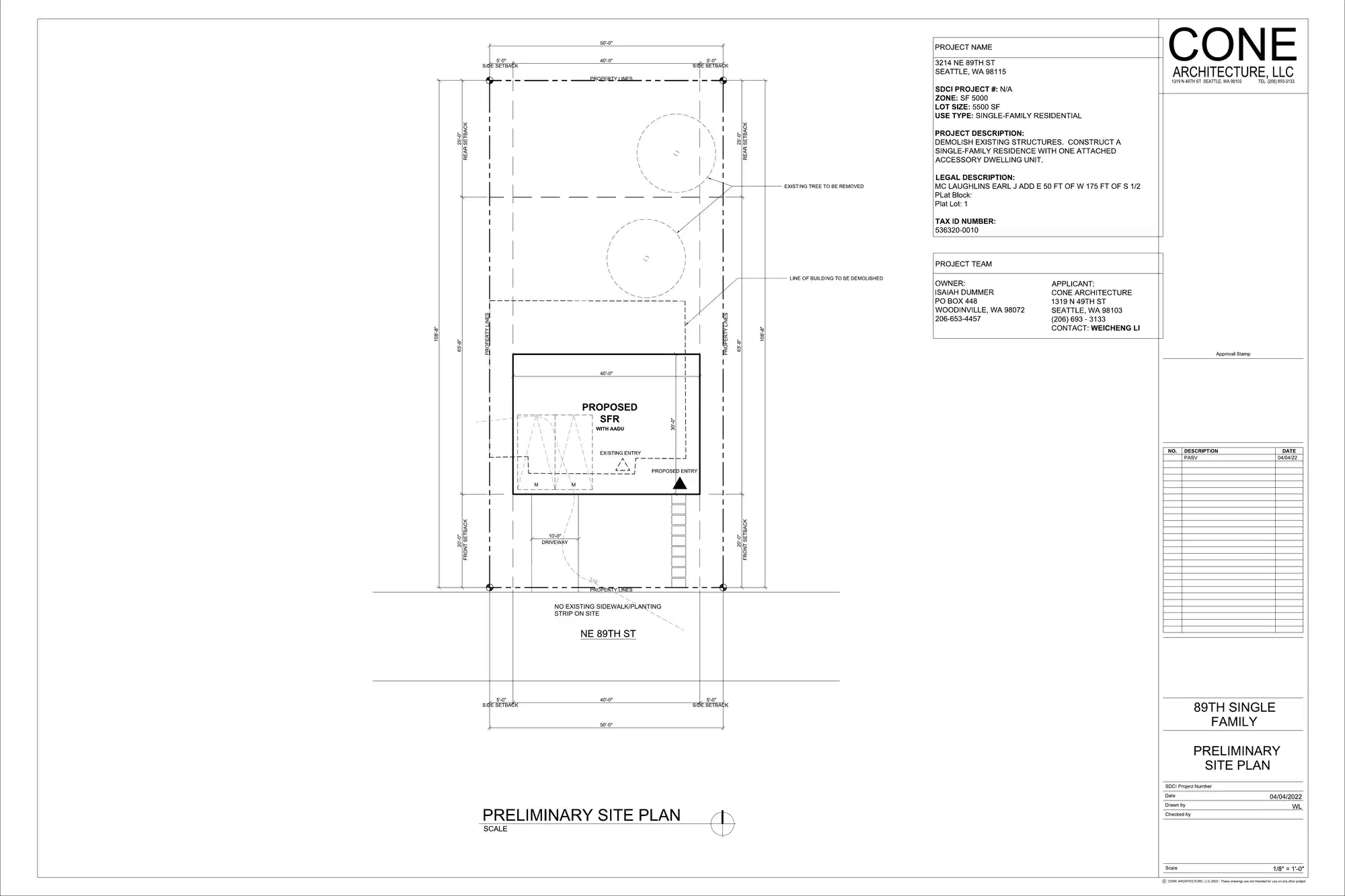 Site plan for 3214 NE 89th St