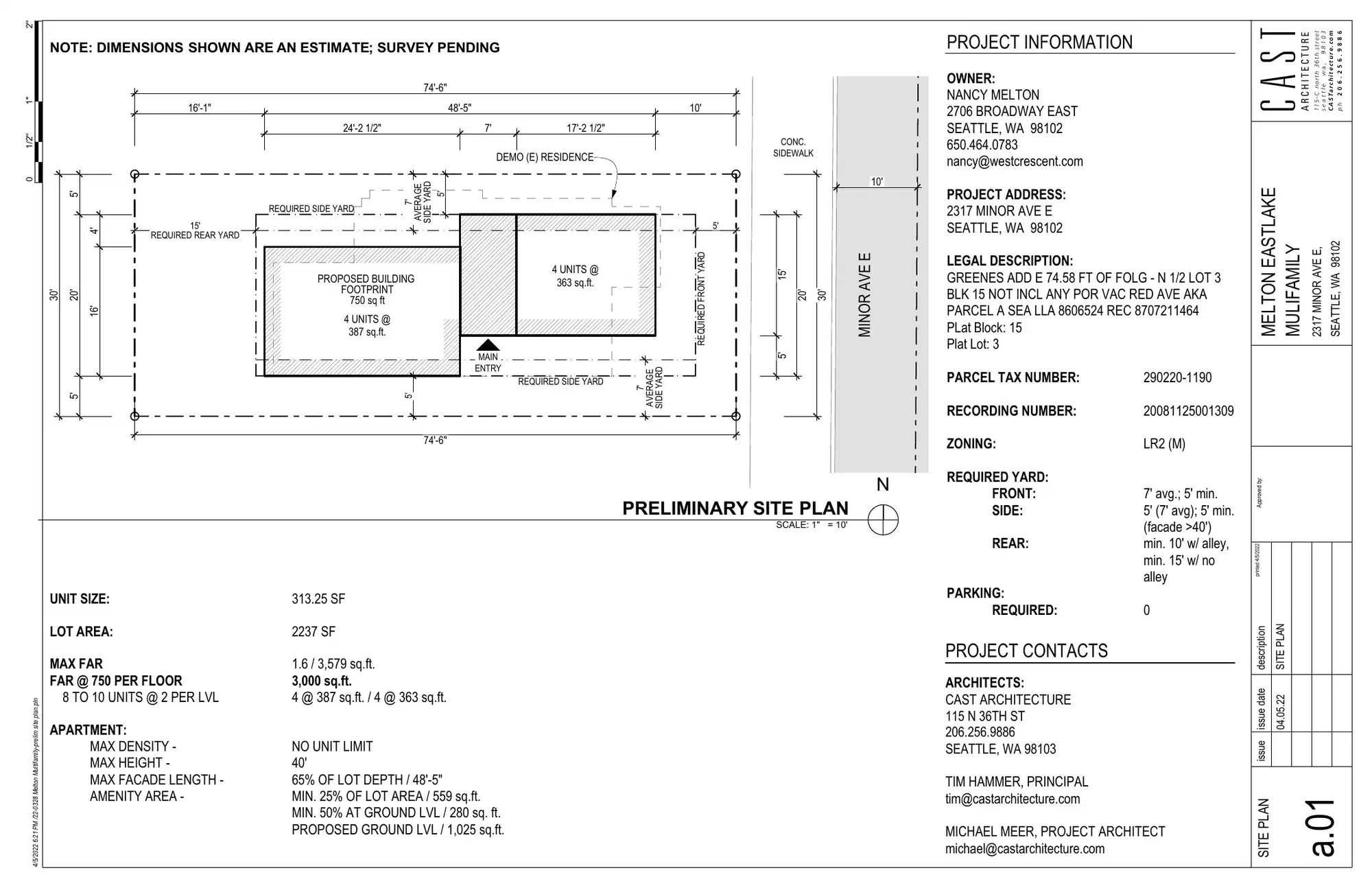 Site plan for 2317 Minor Ave E