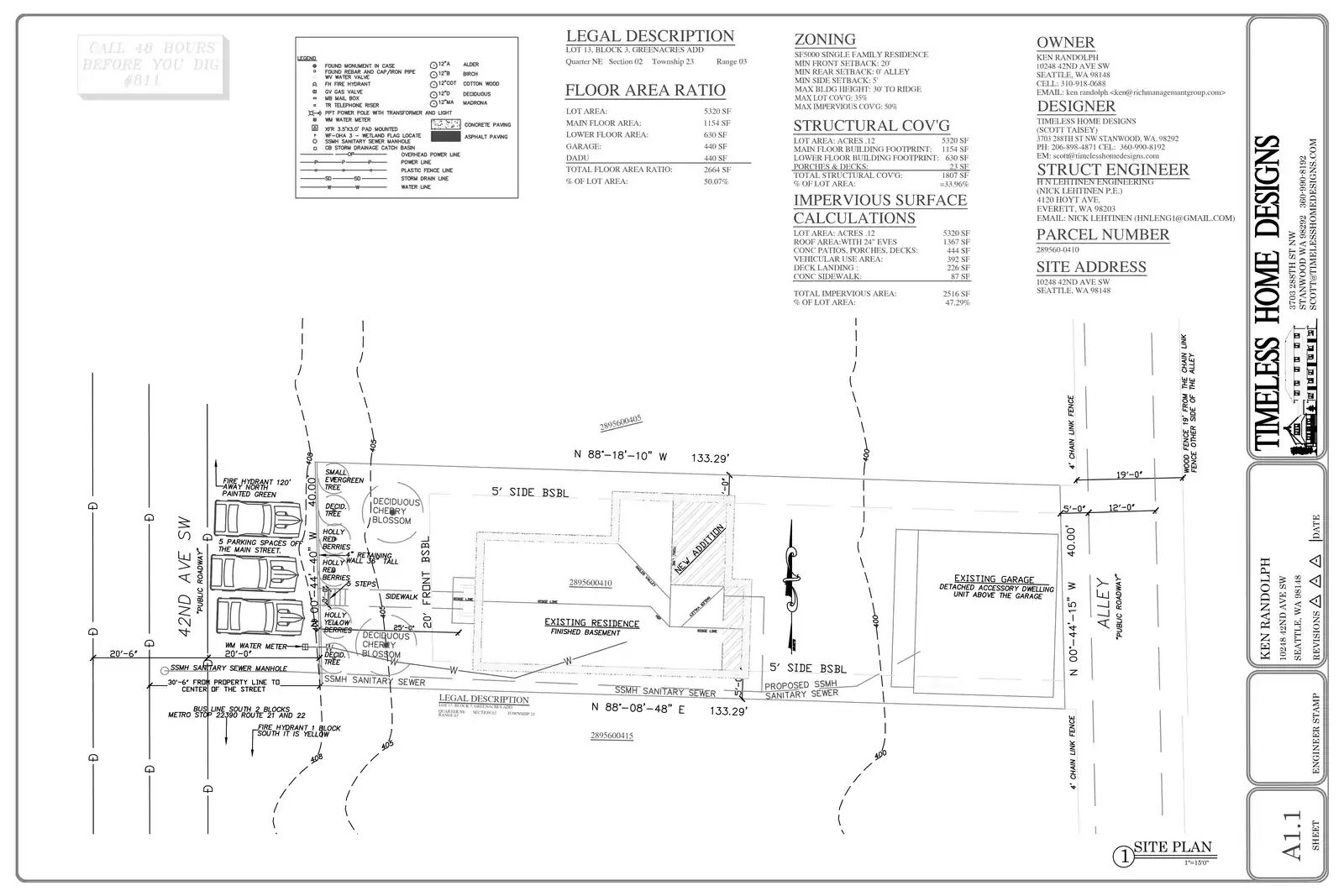Site plan for 10250 42nd Ave SW