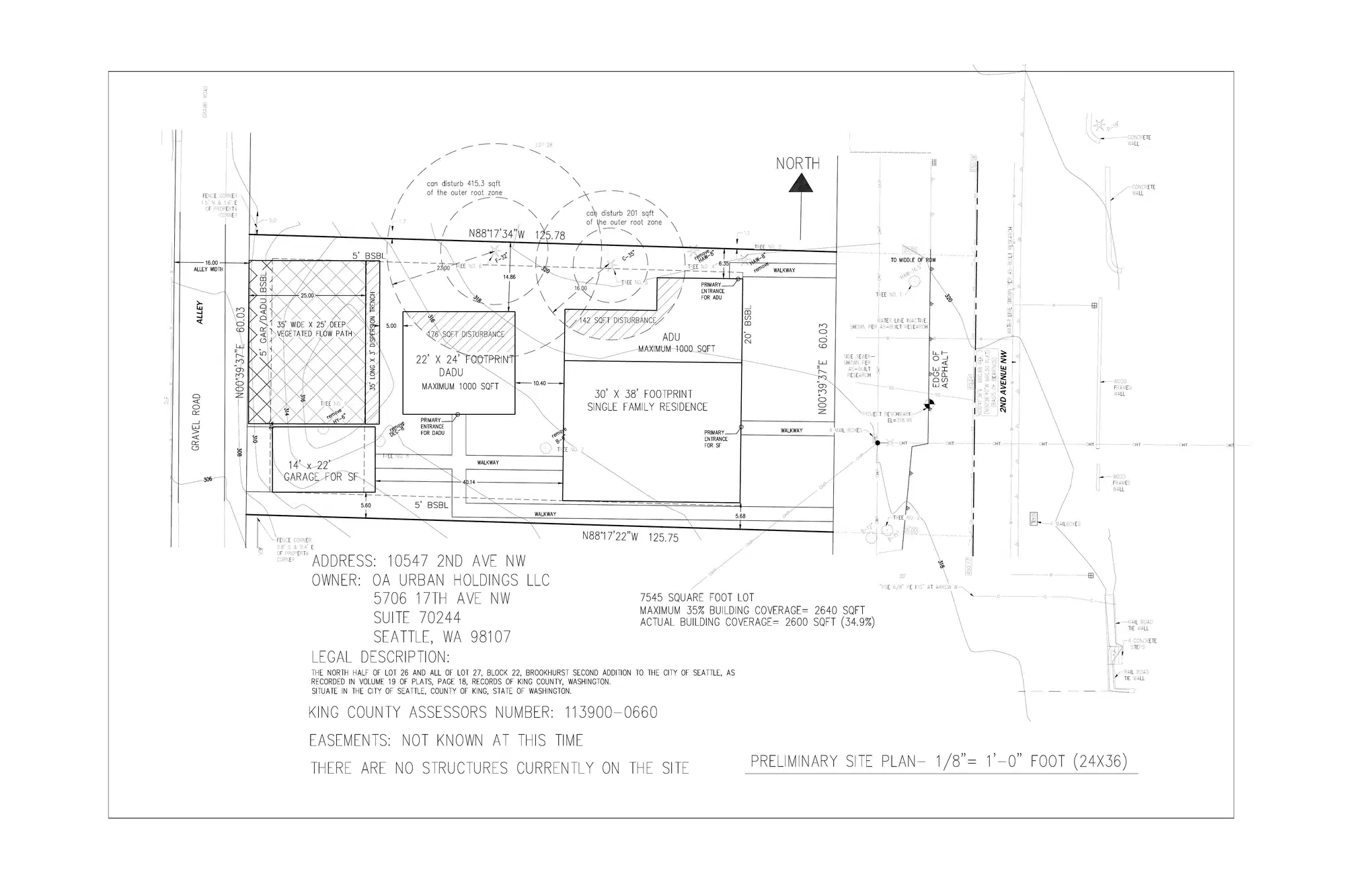 Site plan for 10547 2nd Ave NW