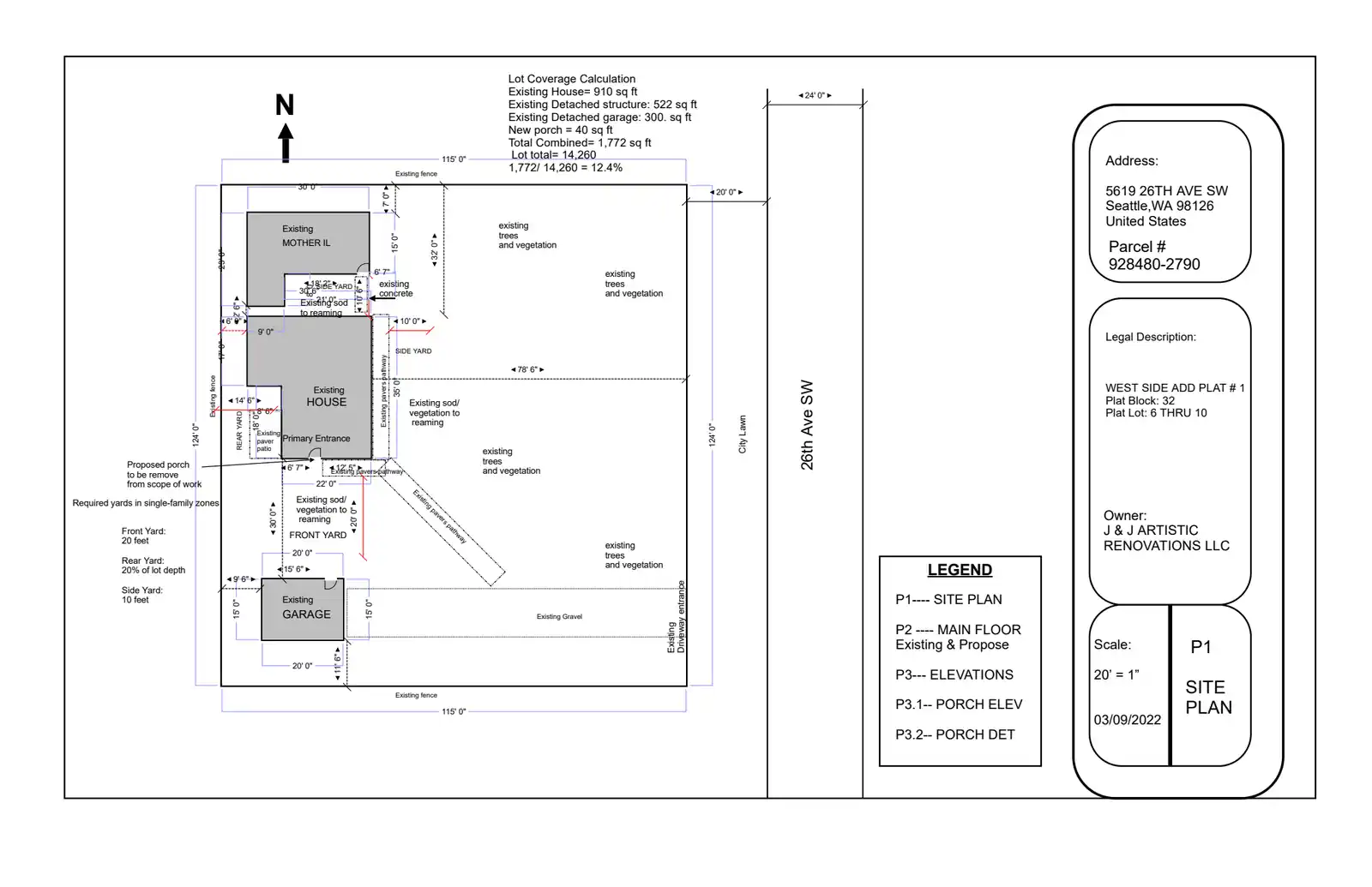 Site plan for 5617 26th Ave SW