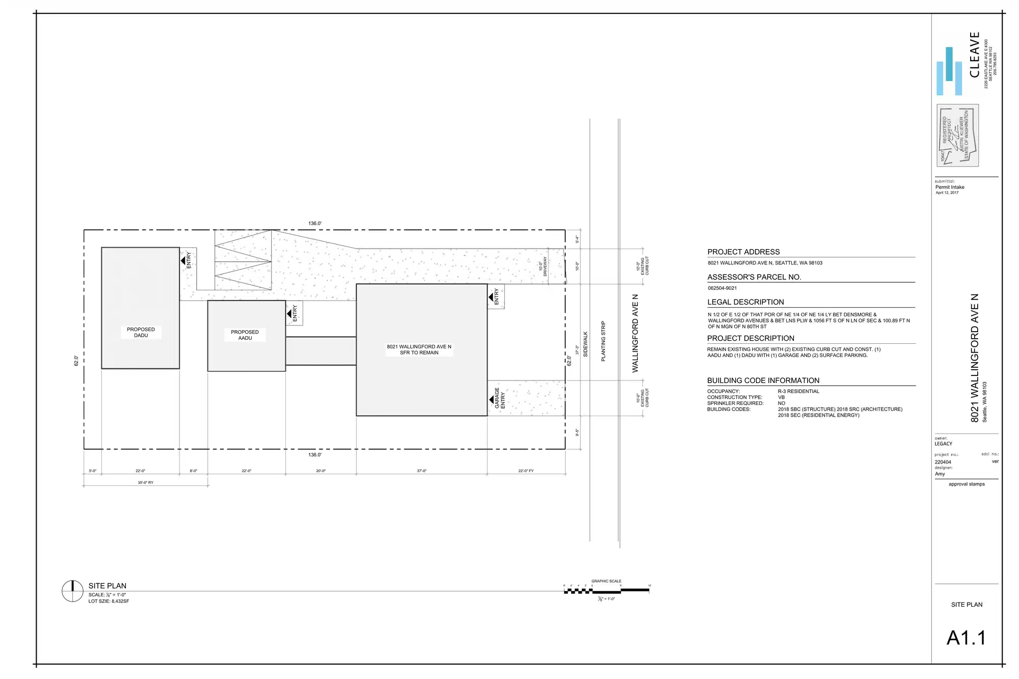 Site plan for 8021 Wallingford Ave N