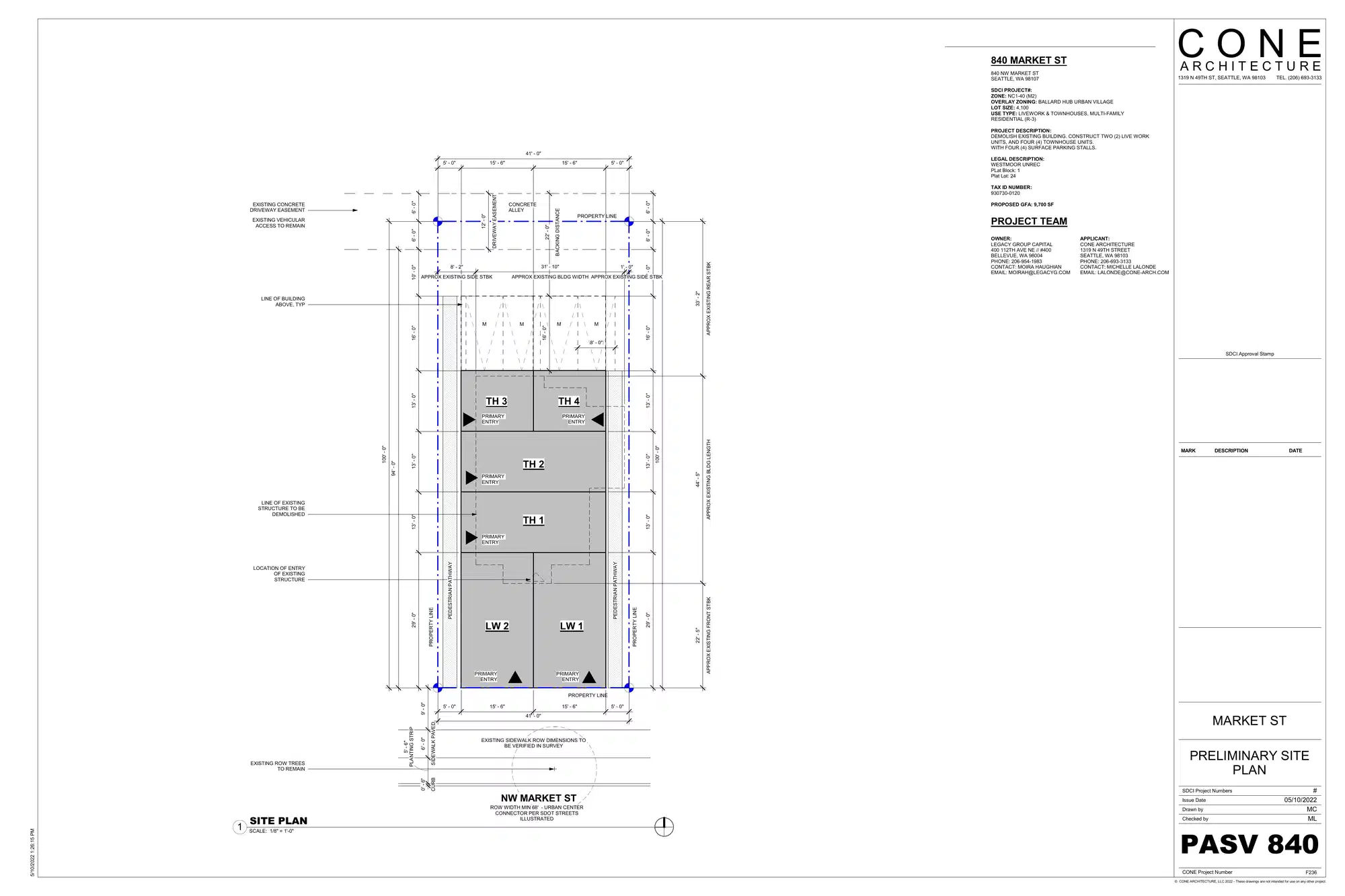 Site plan for 840 NW Market St