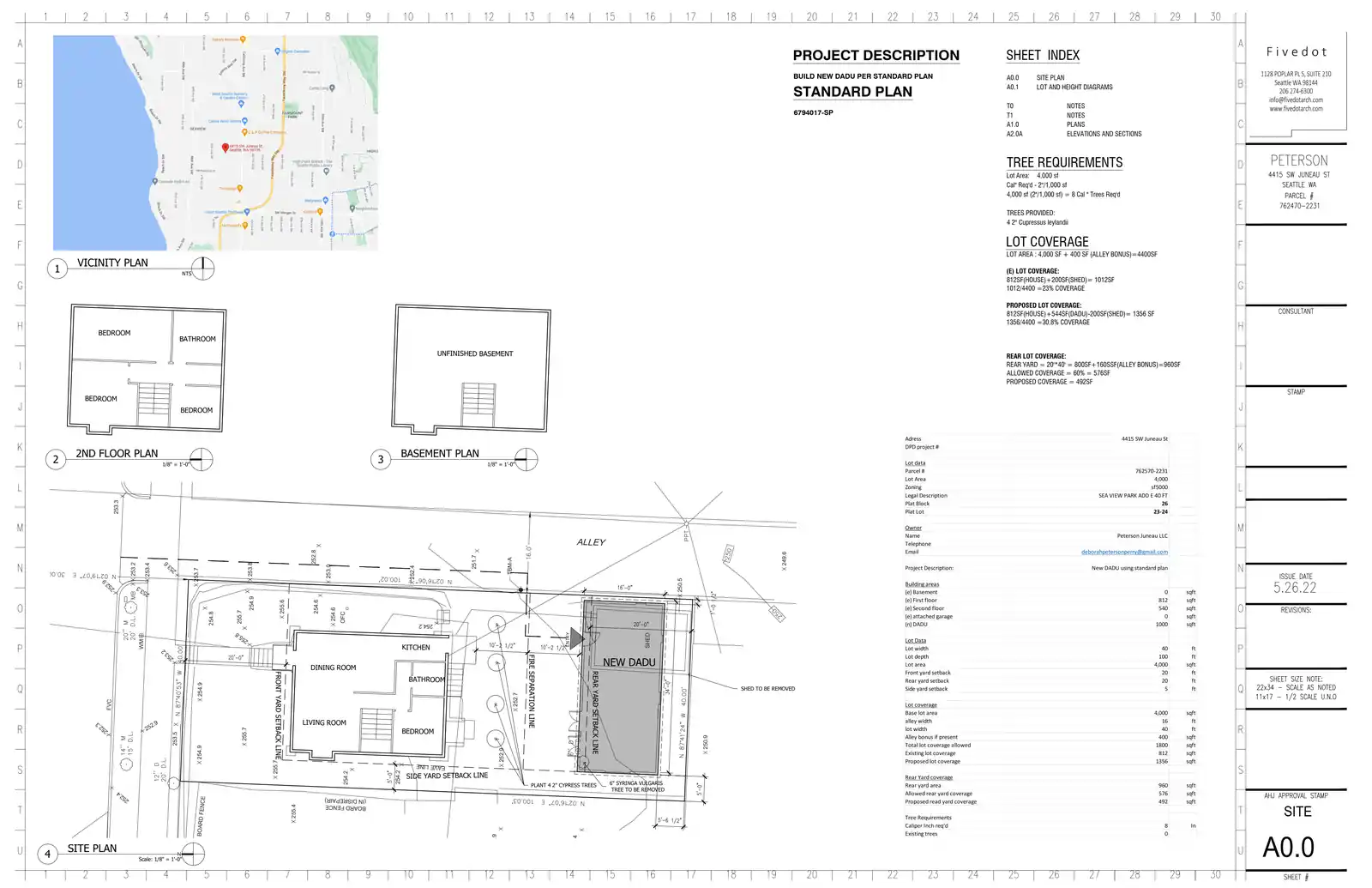 Site plan for 4413 SW Juneau St