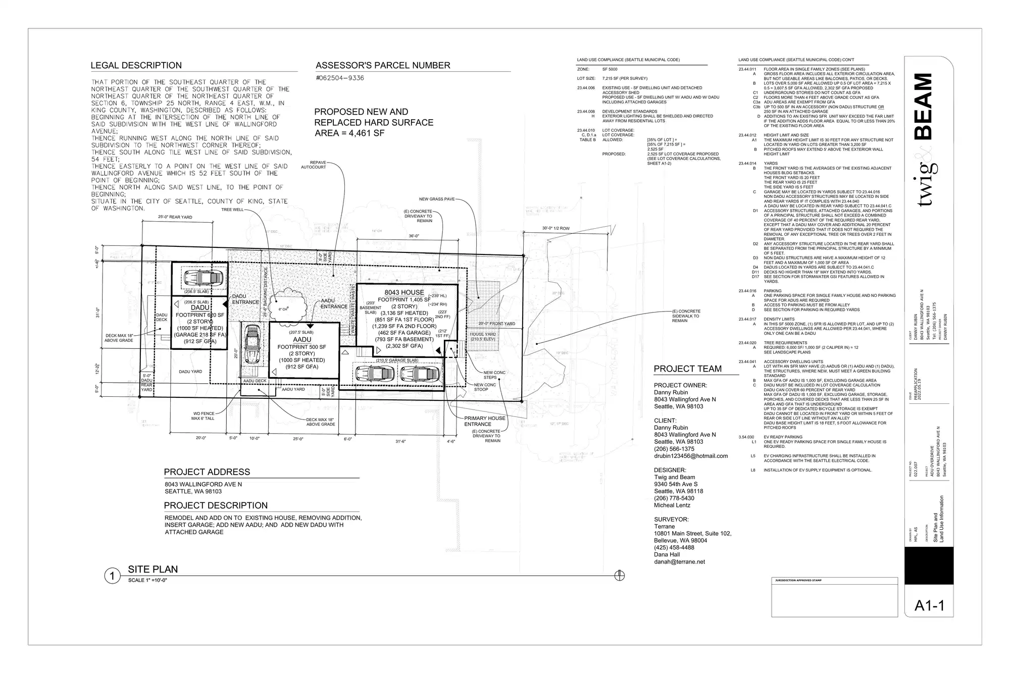 Site plan for 8043 Wallingford Ave N