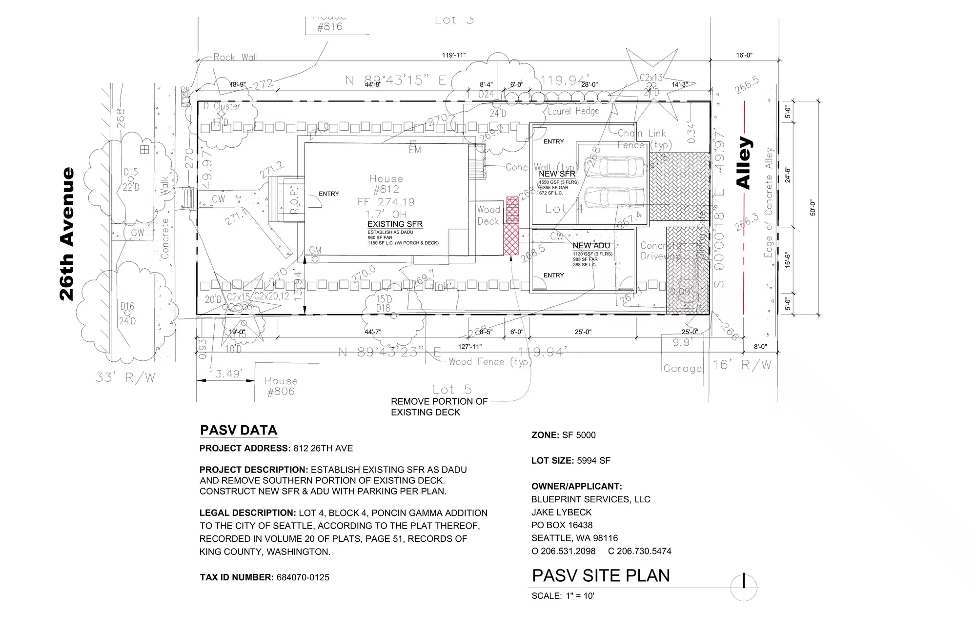 Site plan for 808 26th Ave