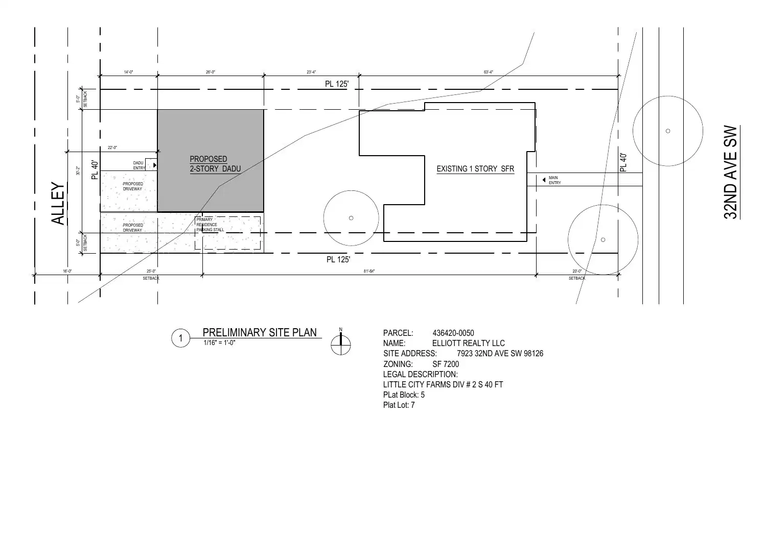 Site plan for 7923 32nd Ave SW