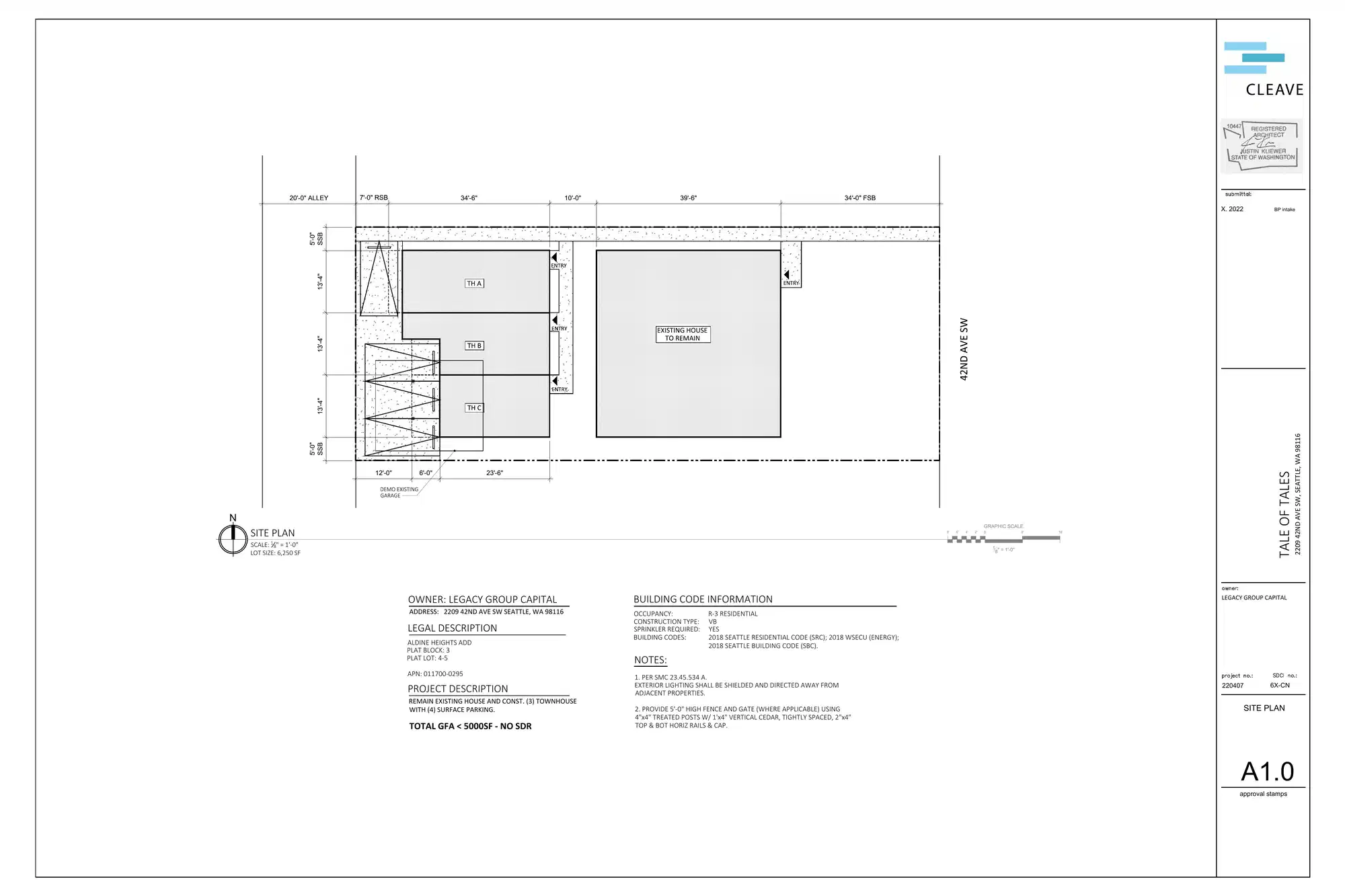 Site plan for 2209 42nd Ave SW