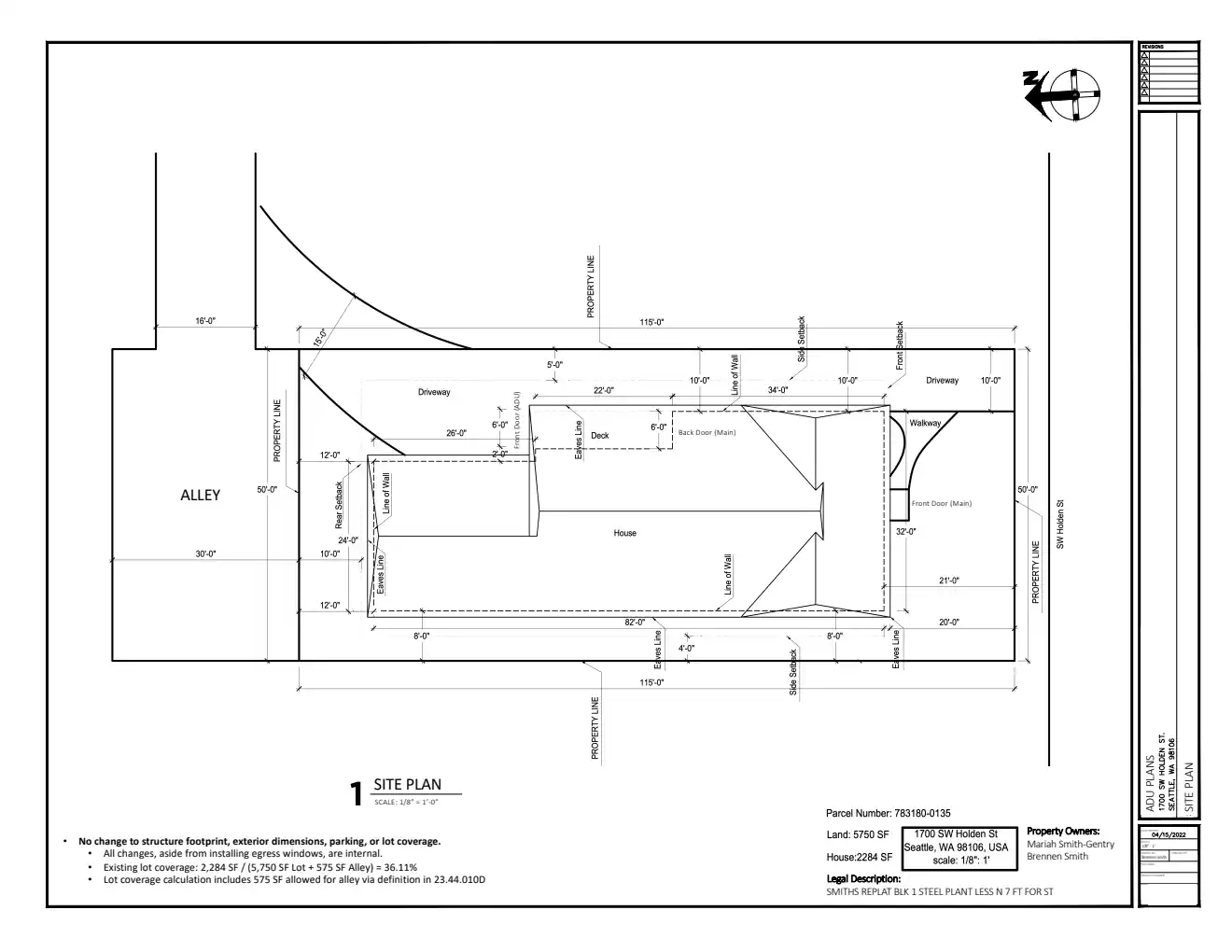 Site plan for 1700 SW Holden St