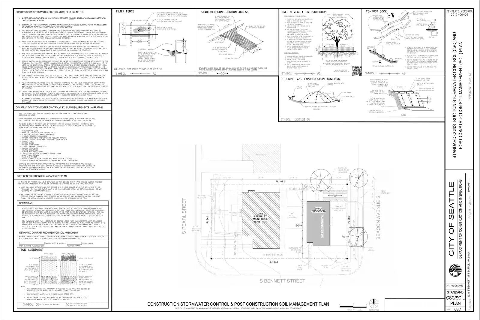 Site plan for 2322 S Bennett St