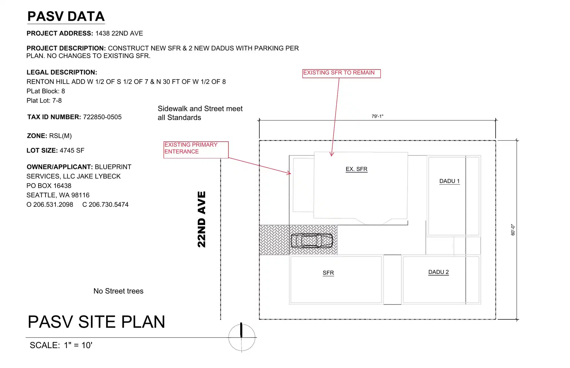 Site plan for 1432 22nd Ave