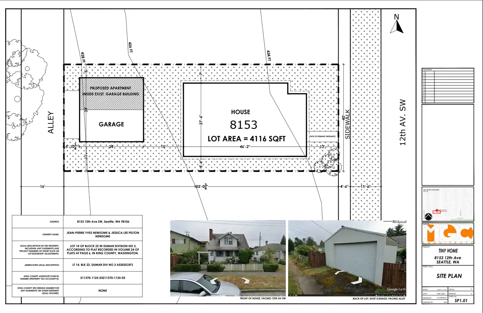Site plan for 8153 B 12th Ave SW
