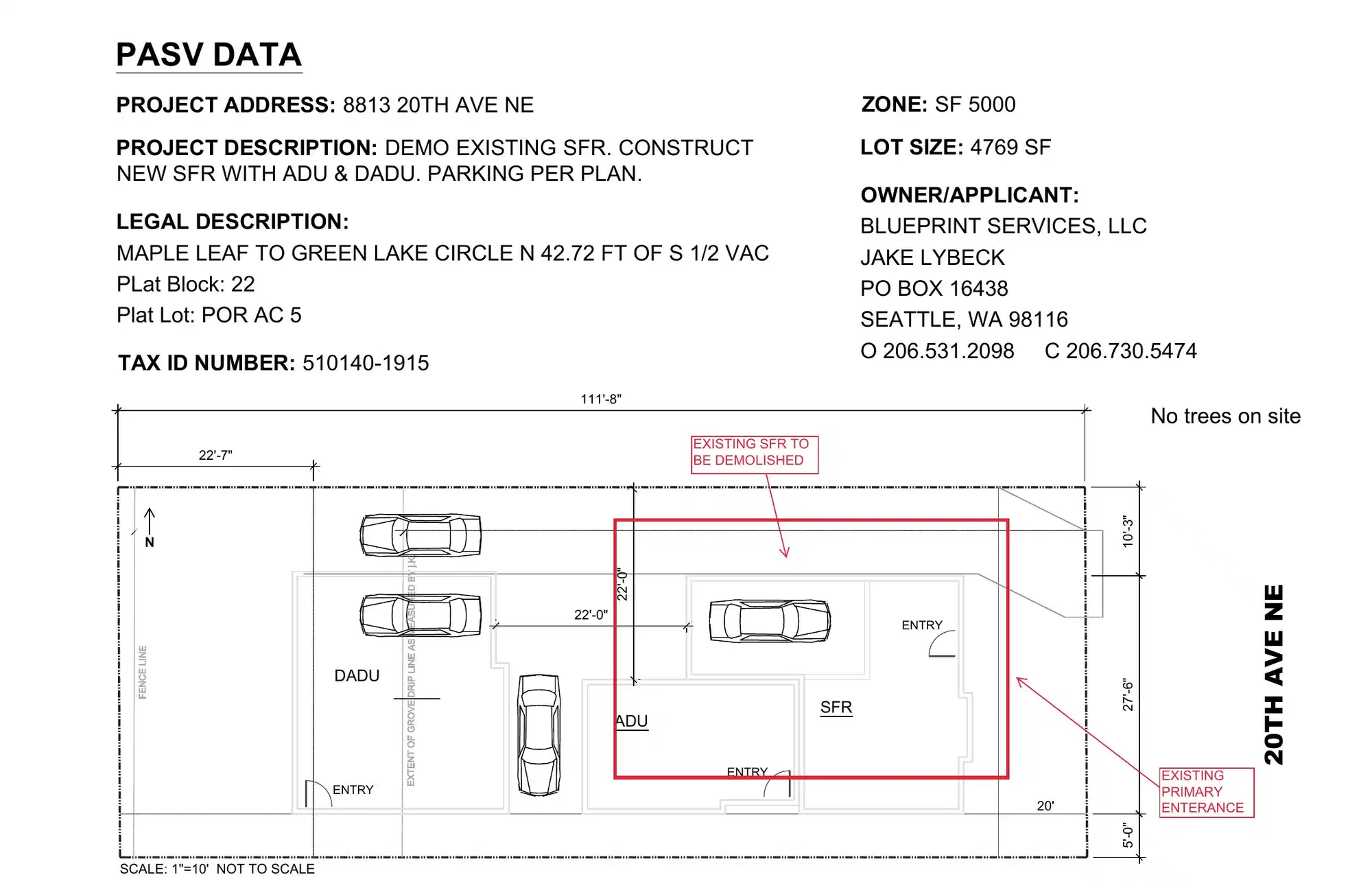 Site plan for 8813 20th Ave NE
