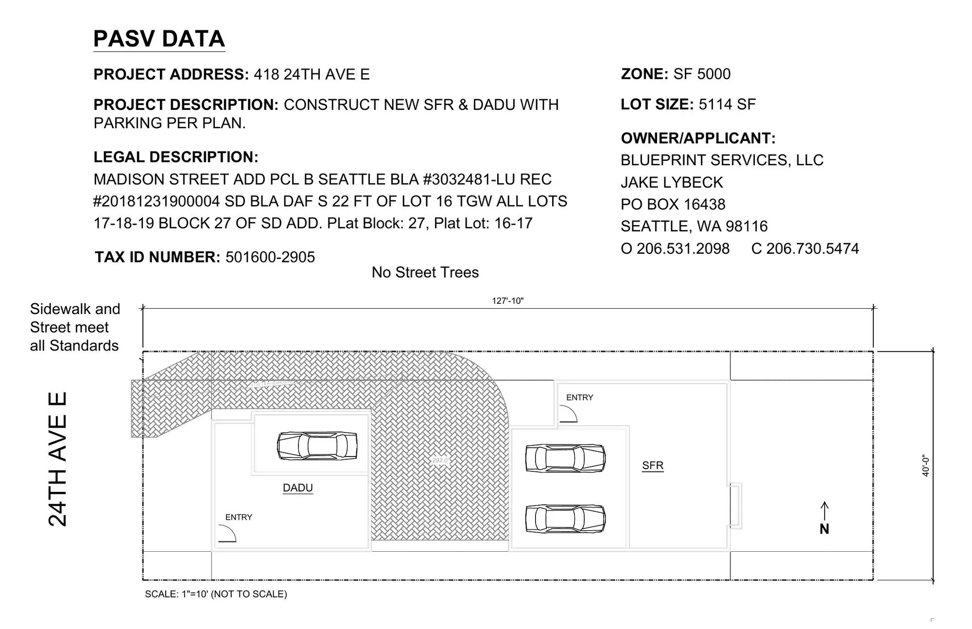 Site plan for 418 B 24th Ave E