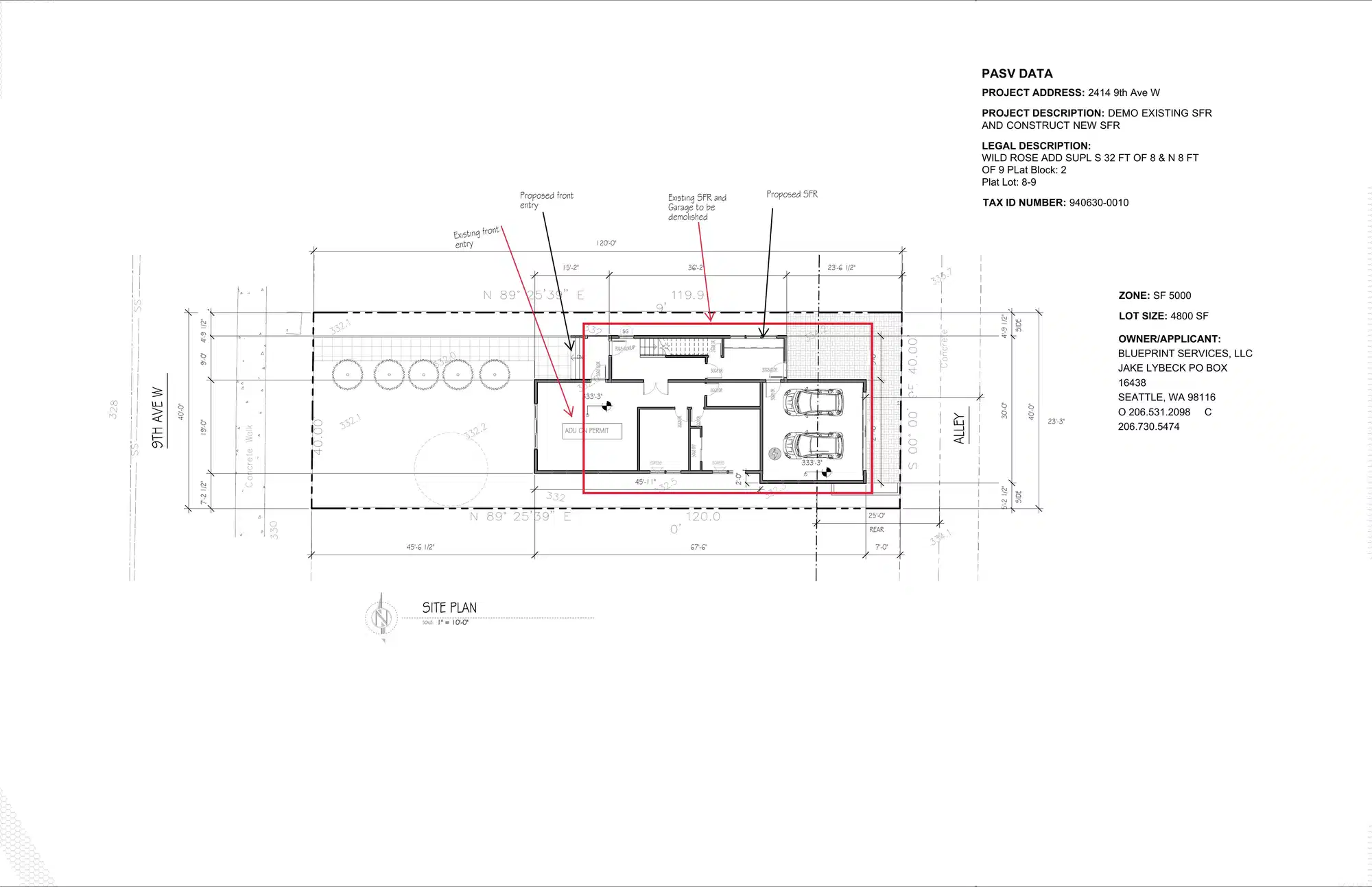 Site plan for 2414 9th Ave W