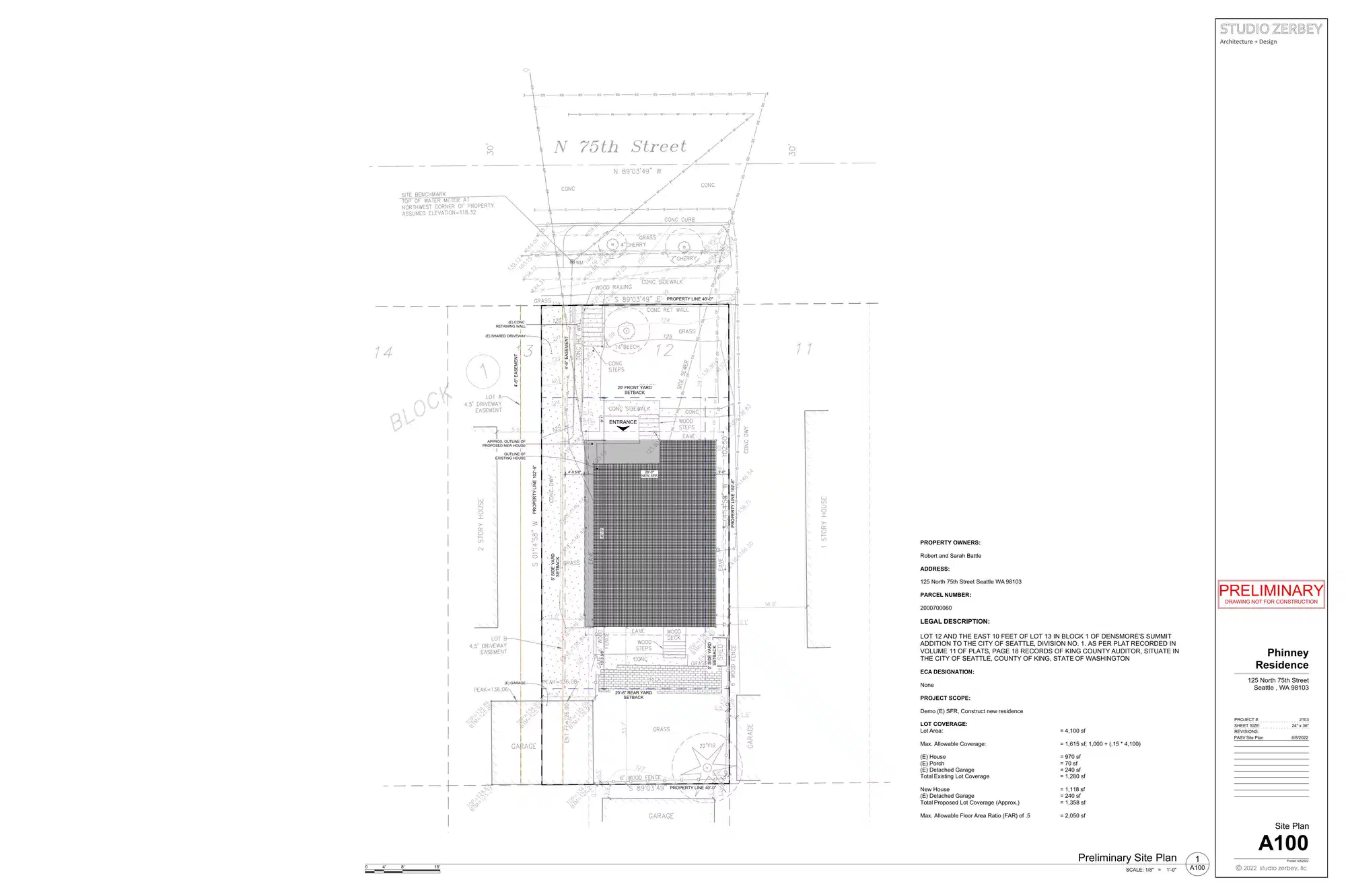 Site plan for 125 N 75th St