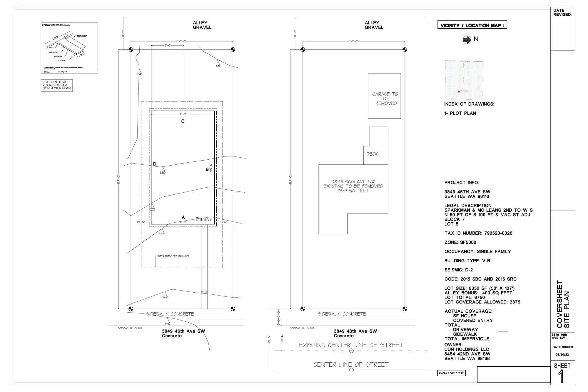 Site plan for 3849 46th Ave SW