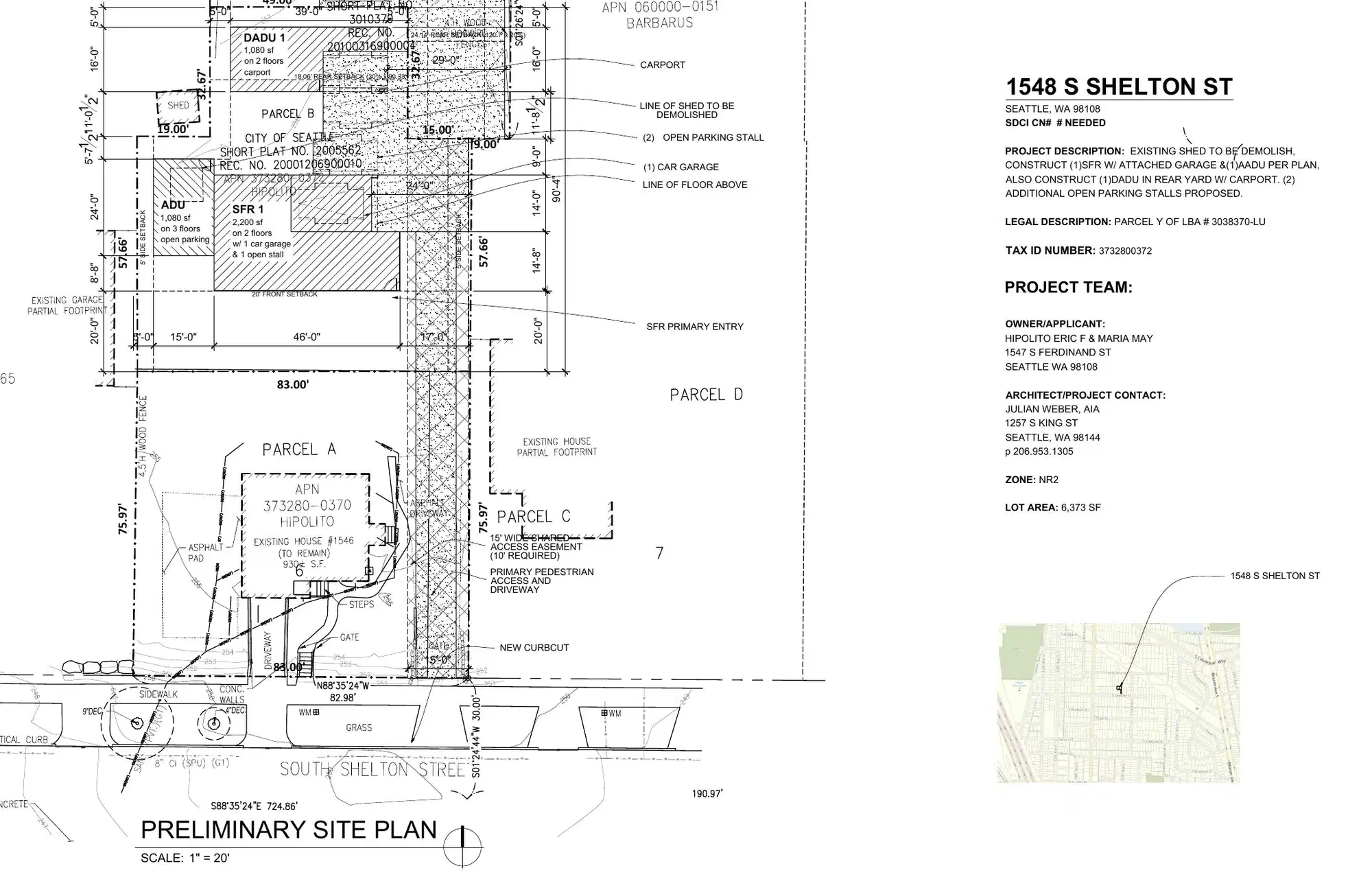Site plan for 1548 S Shelton St