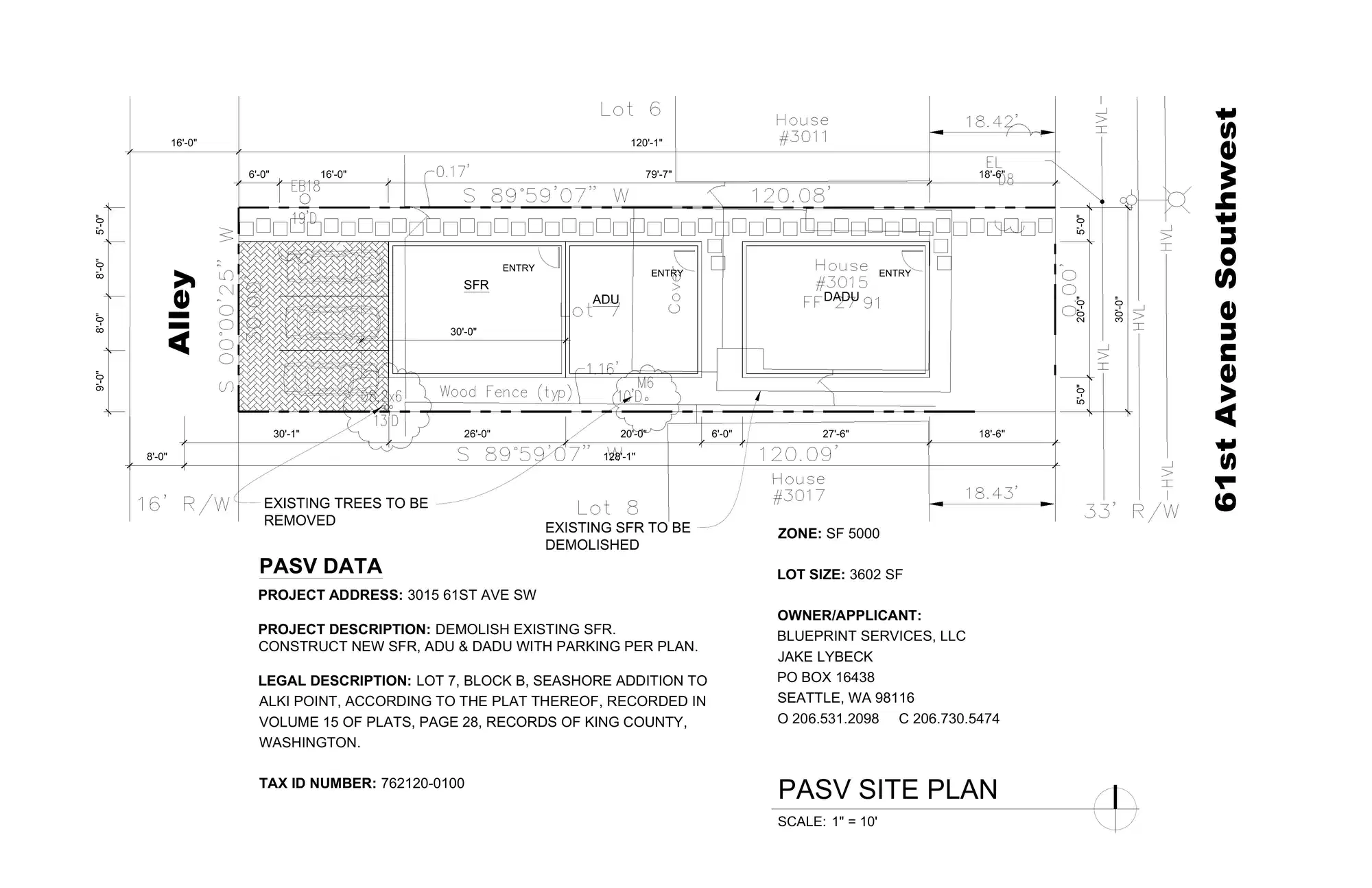 Site plan for 3015 61st Ave SW