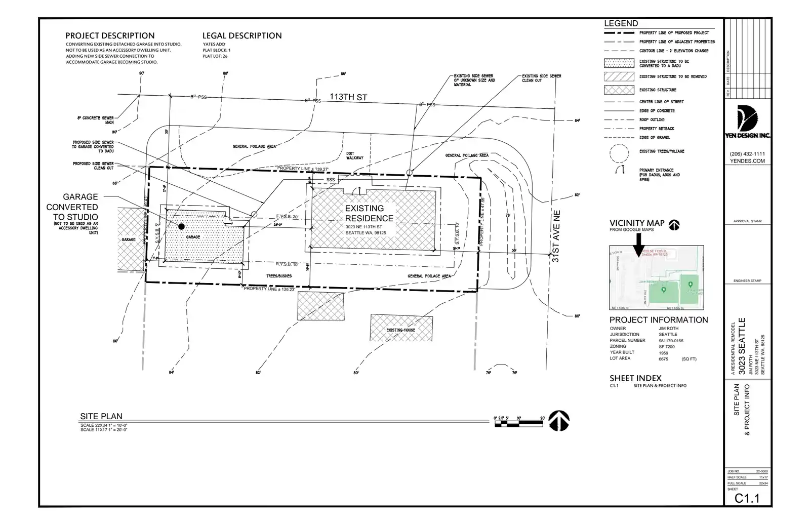 Site plan for 3021 NE 113th St