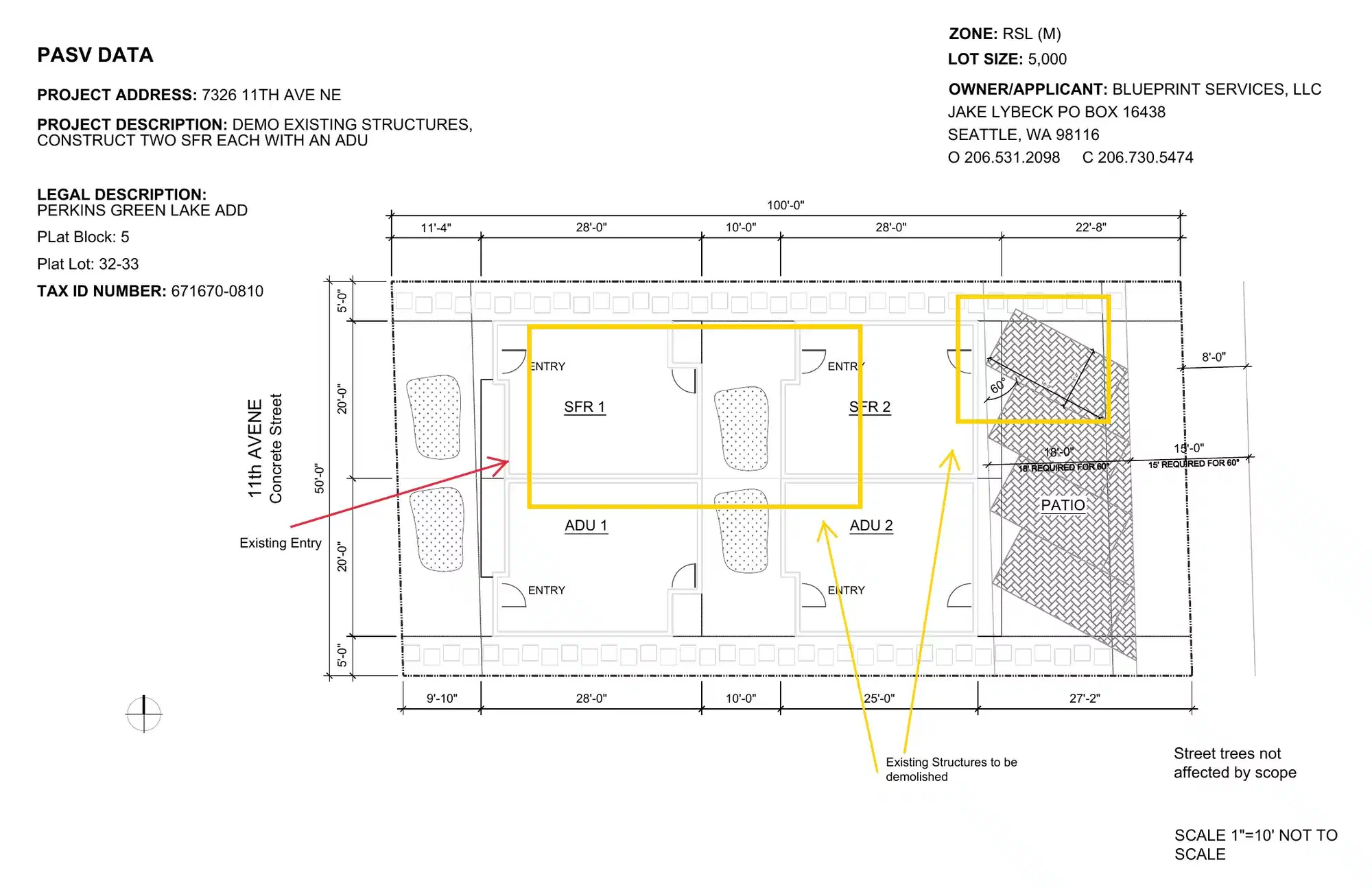 Site plan for 7326 B 11th Ave NE