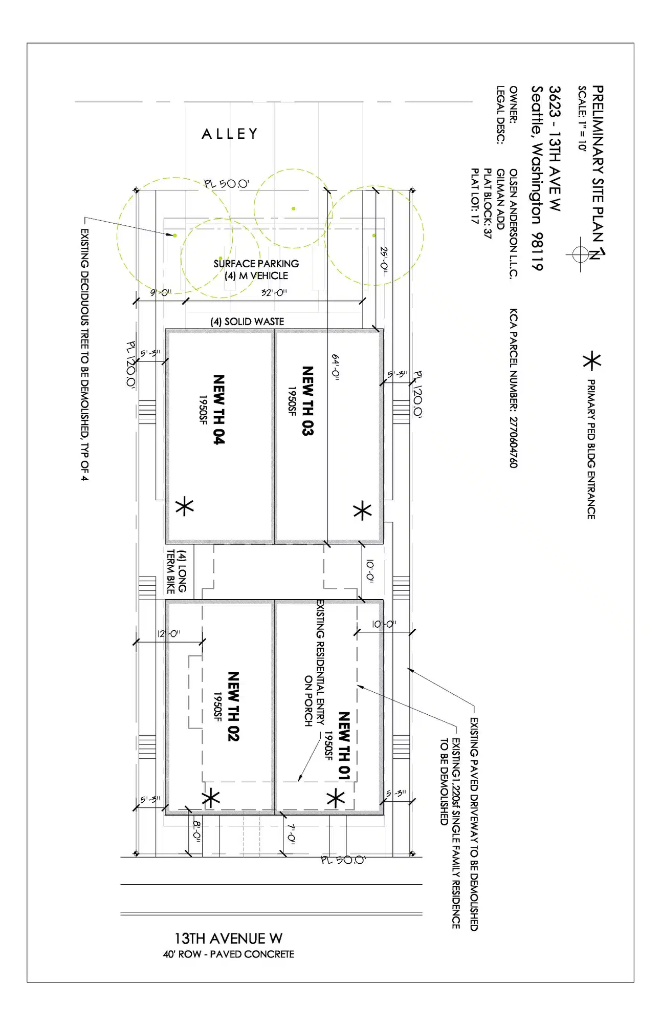 Site plan for 3621 A 13th Ave W