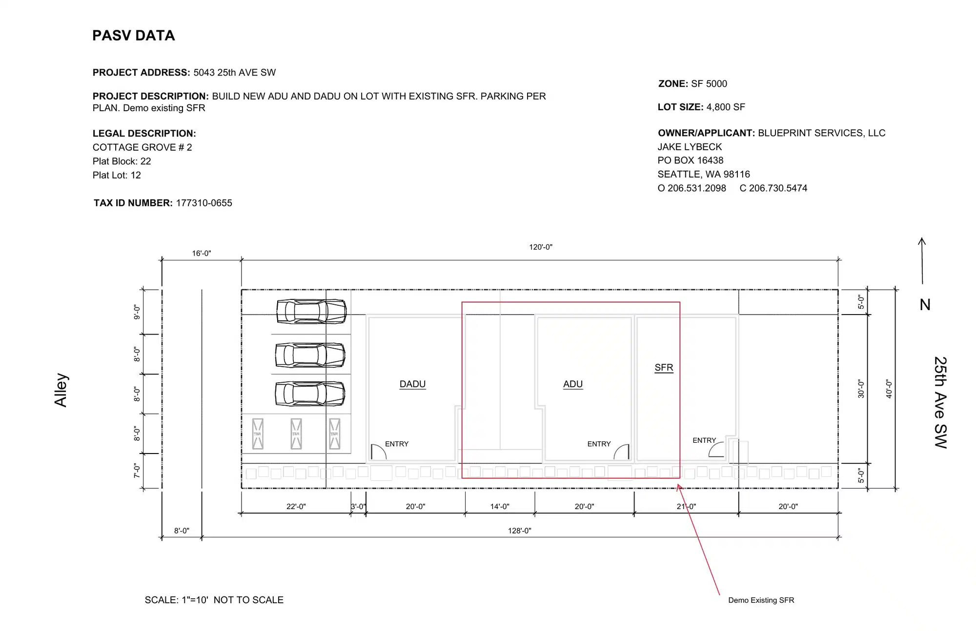 Site plan for 5043 25th Ave SW