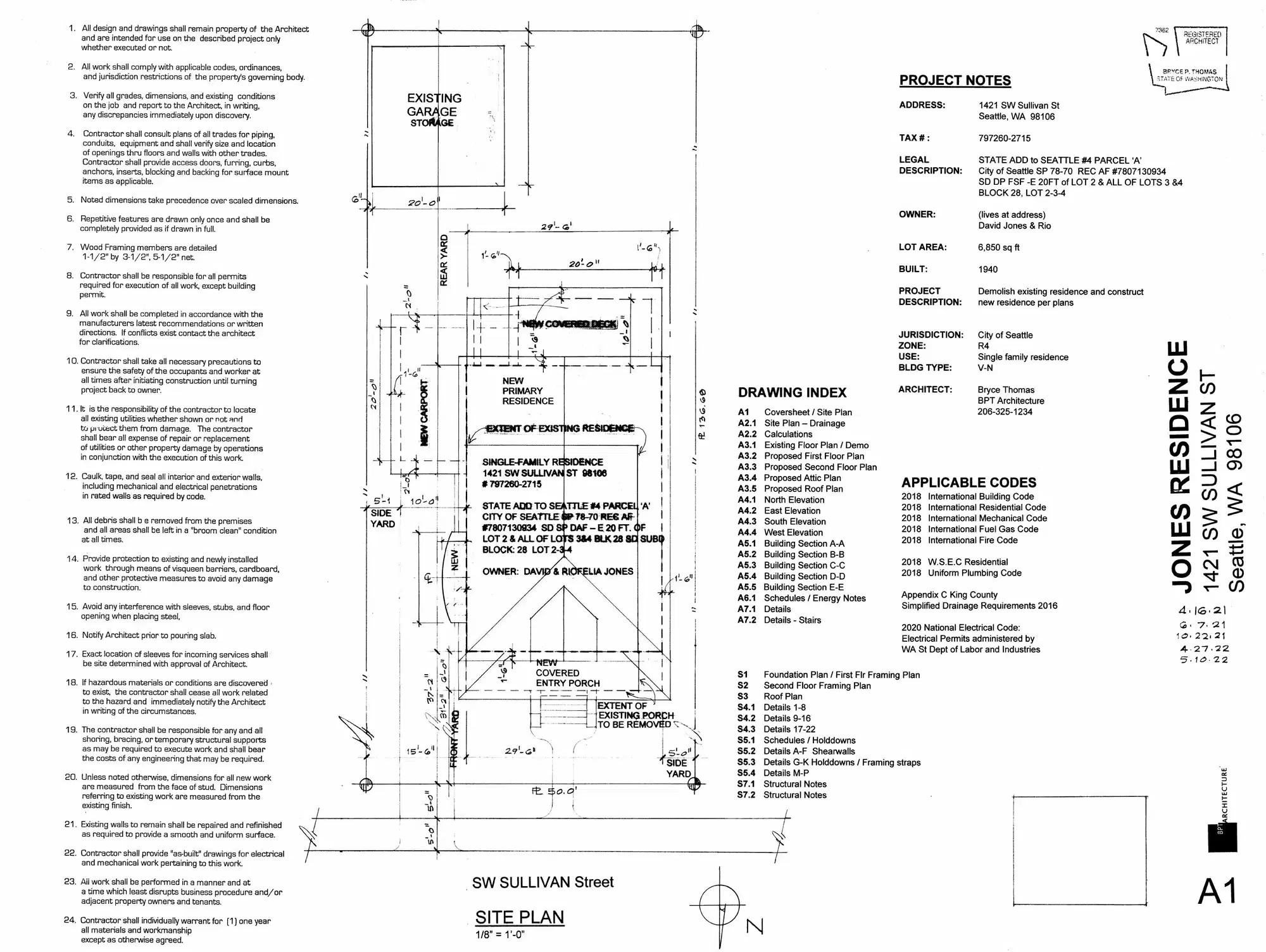 Site plan for 1421 SW Sullivan St
